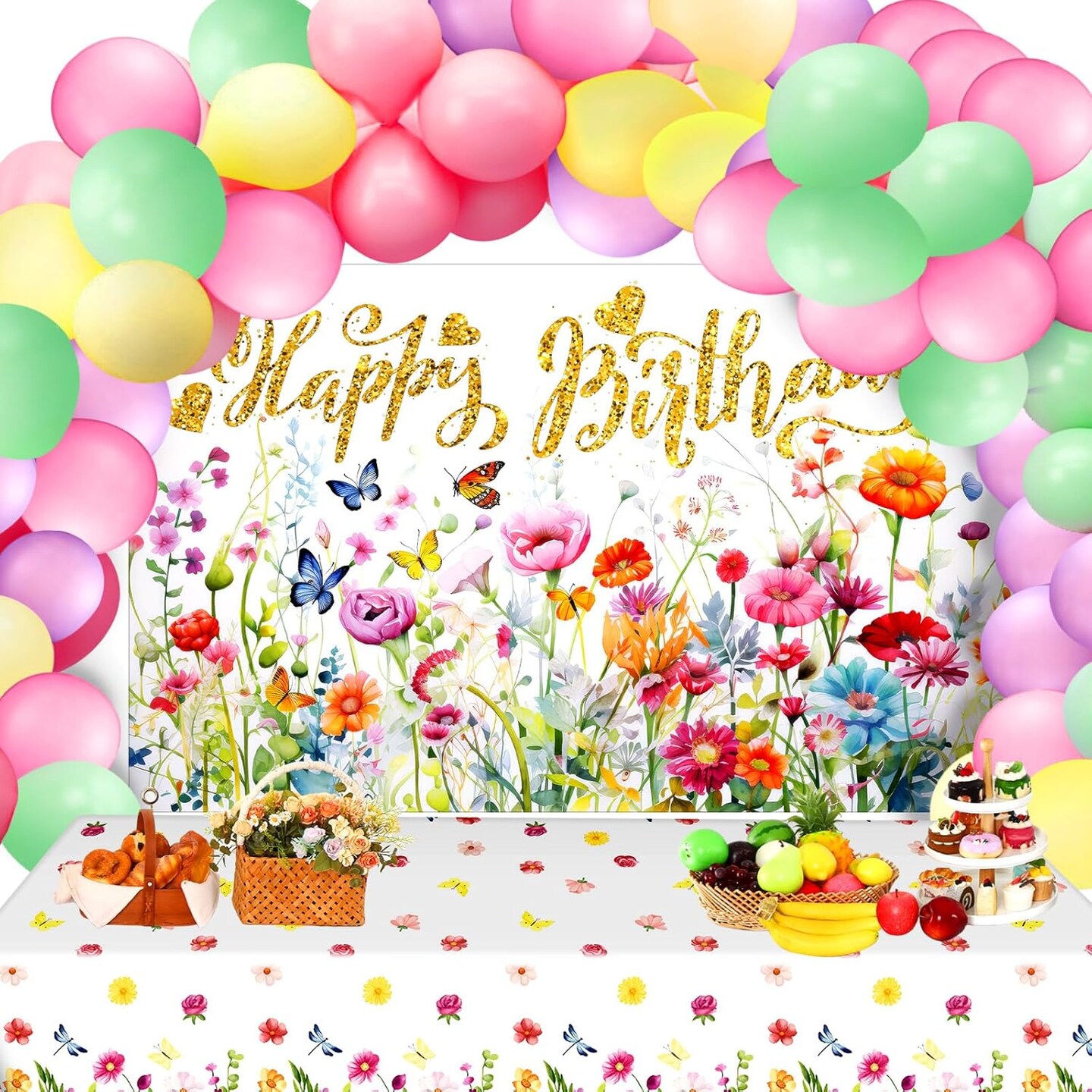 58 Pcs Wildflower Party Decorations Happy Birthday Wildflower