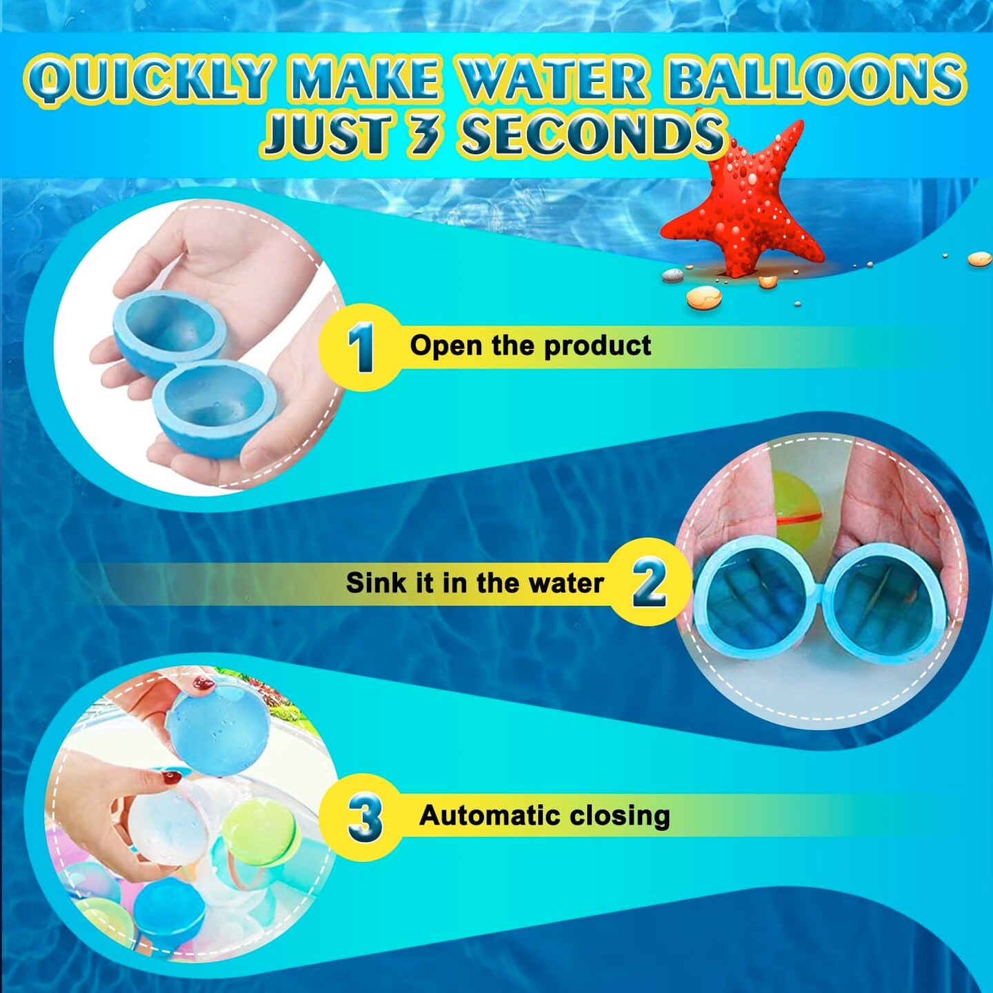 6 Pack Reusable Water Balloon Toys for Summer