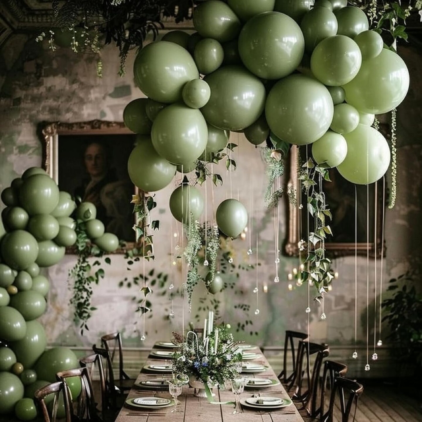 Green Balloon Garland Arch Kit, 100pcs Green Latex Balloons