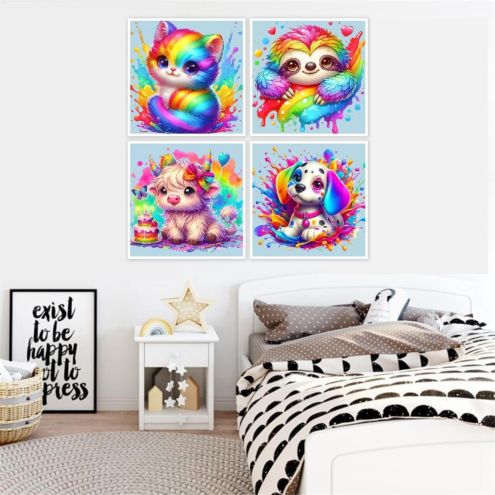 4 Pack Paint by Numbers 8x8 inch - Cute Animals