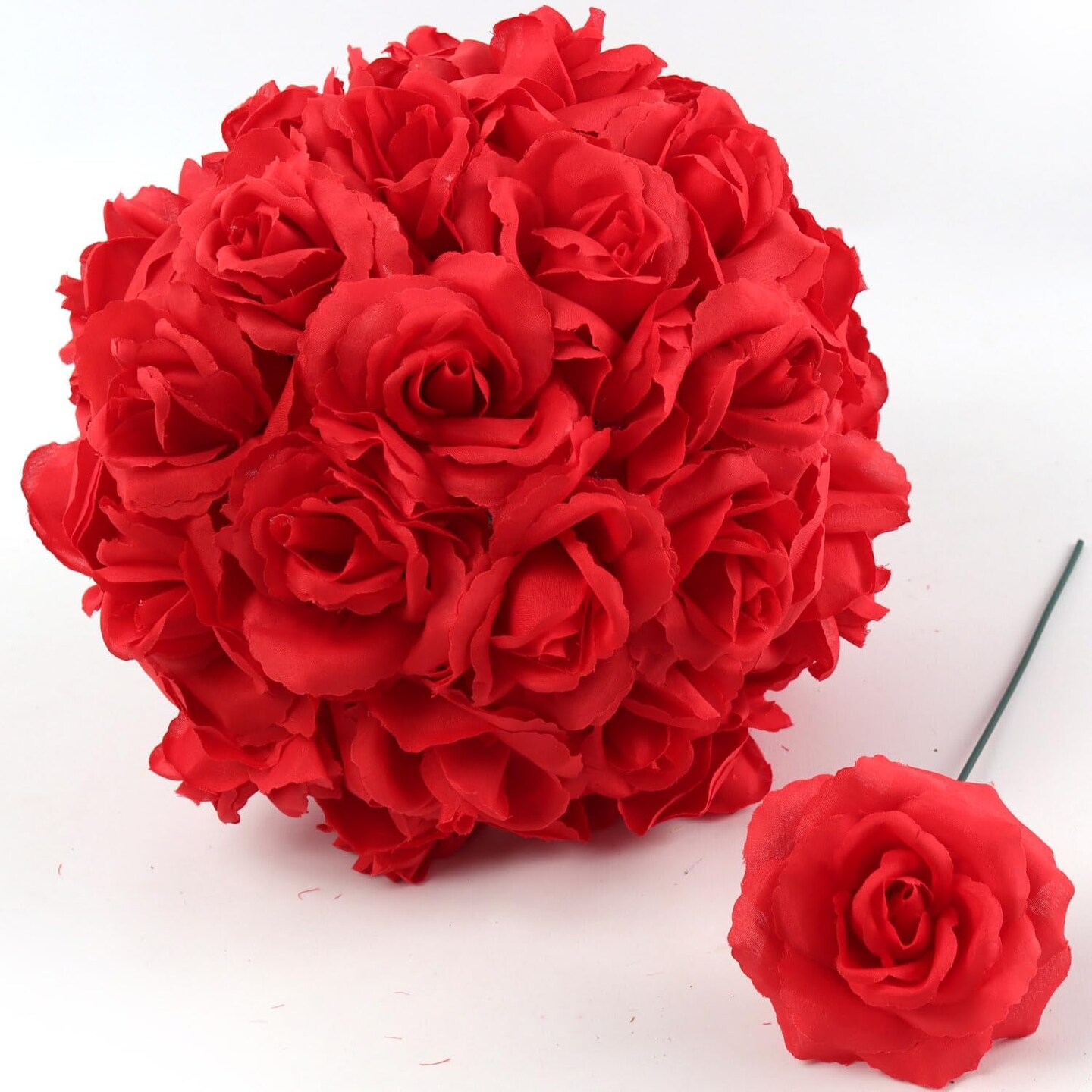 400Pcs Red Silk Roses | 8-Pack Real Touch Flower Picks – 8-Inch Stems for Weddings, Gifts & DIY Decor
