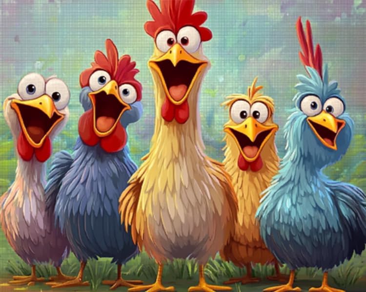 Cute Colorful Chickens Paint by Numbers