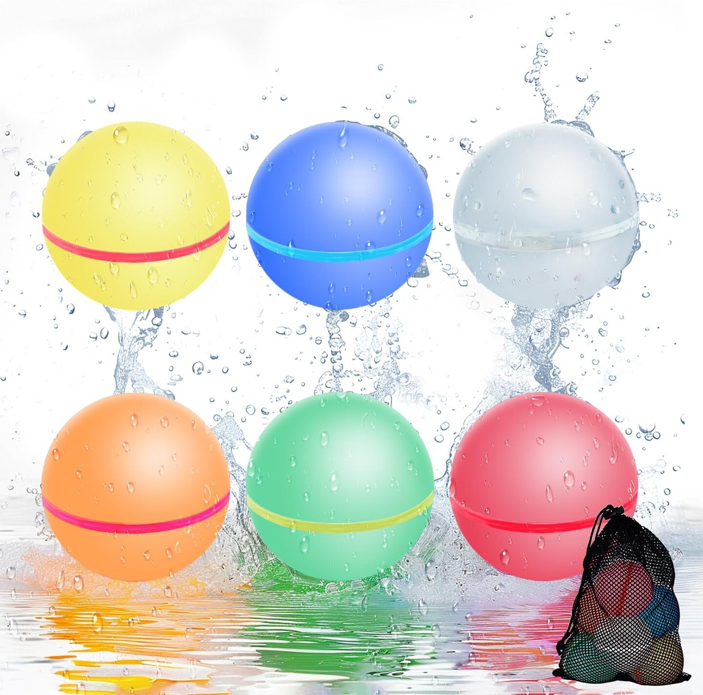 6 Pack Reusable Water Balloon Toys for Summer