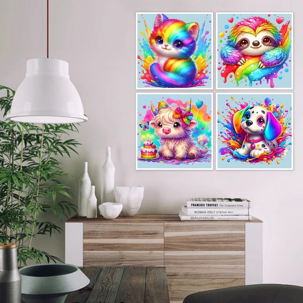 4 Pack Paint by Numbers 8x8 inch - Cute Animals