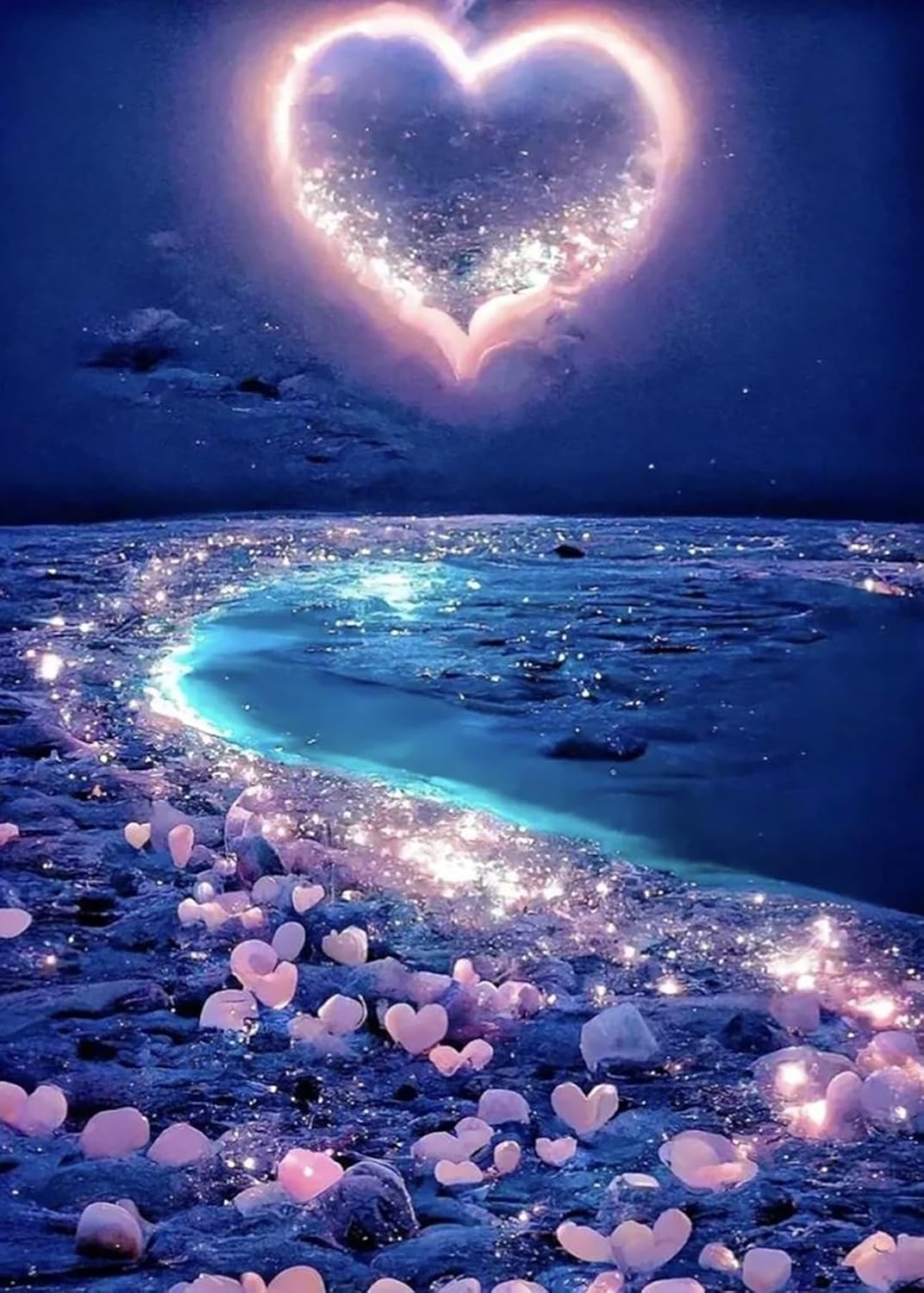 Love Heart Beach Diamond Art Kits for Adults Beginners