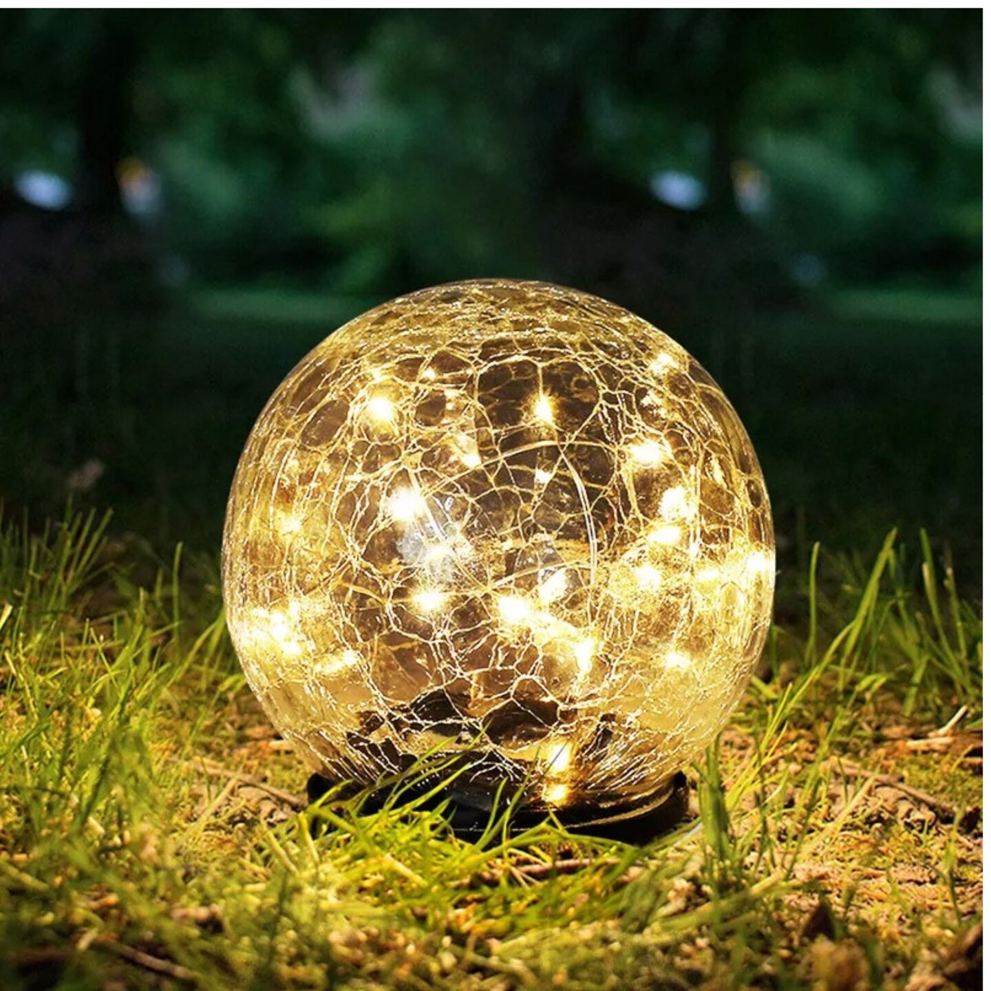 Solar Globe Cracked Glass Ball Lights Outdoor Waterproof