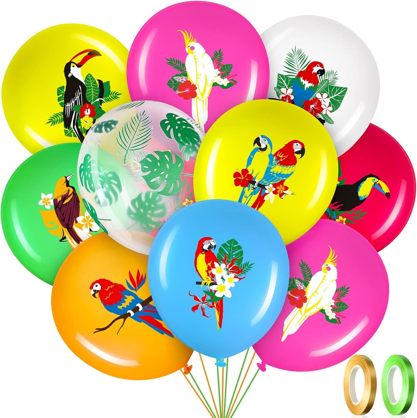 50 Pcs Hawaiian Party Balloon Decorations, Aloha Tropical Luau Latex Balloons