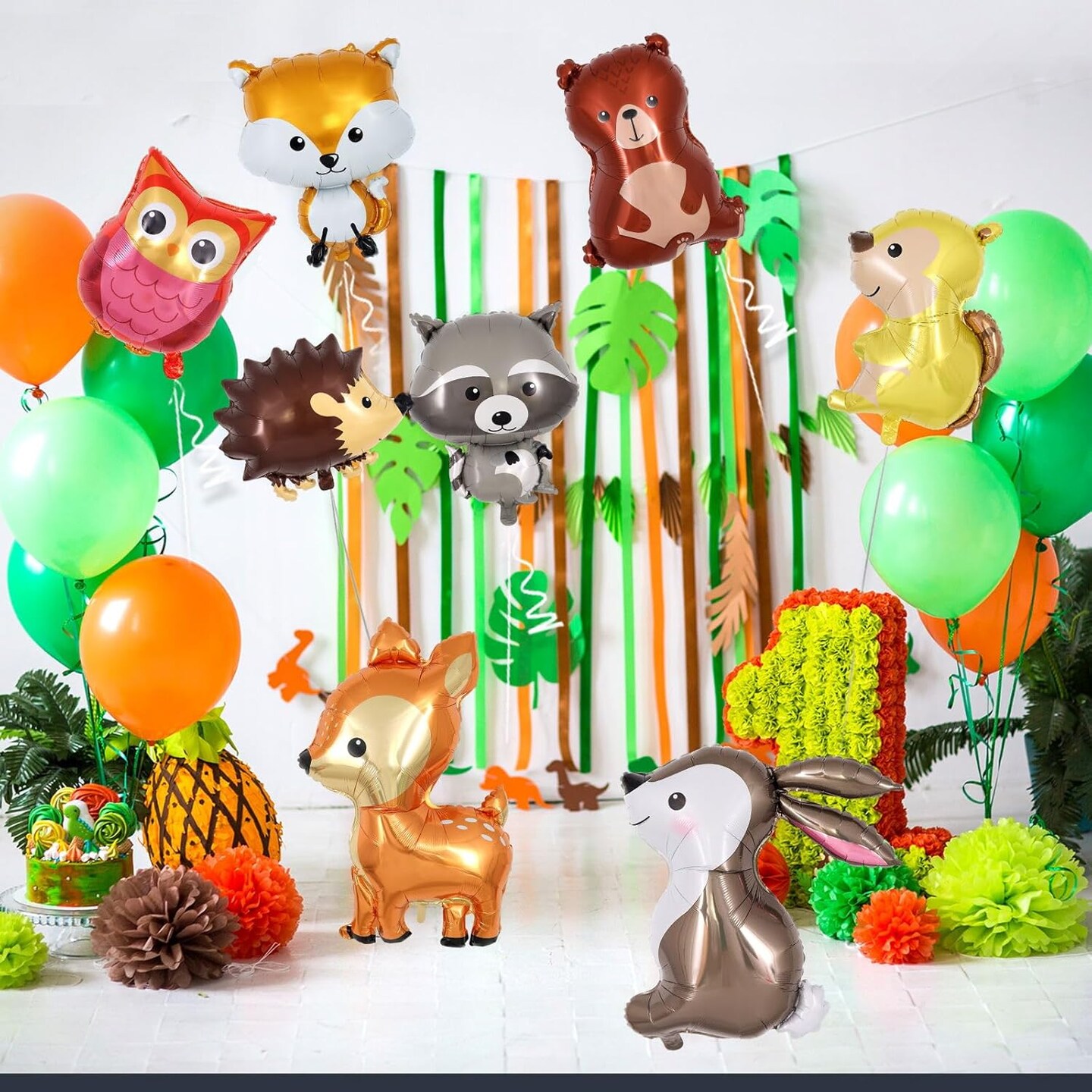 Woodland Animal Balloons, 8 Pcs Large Cute Forest Animal Balloons, Deer Fox Squirrel Rabbit Balloons for Woodland Themed Party Camping Birthday Baby Shower Gender Reveal