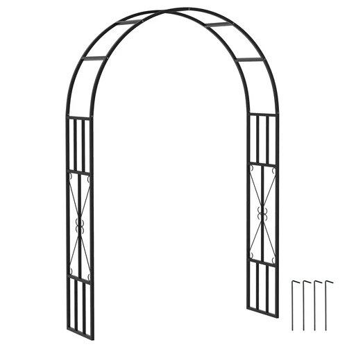Steel Garden Arch Wide Metal Trellis Black