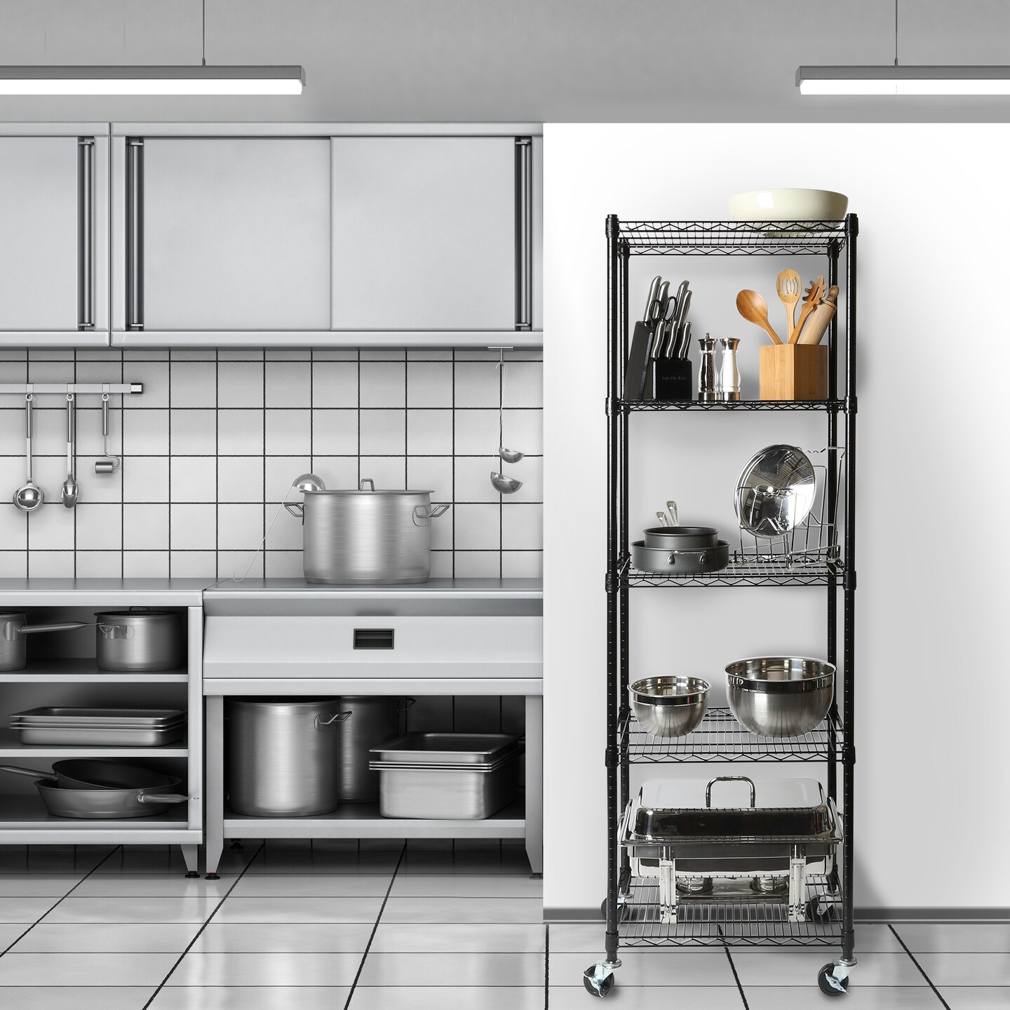 Seville Classics UltraDurable 5-Tier NSF Steel Shelving, 24" W x 18" D x 75" H