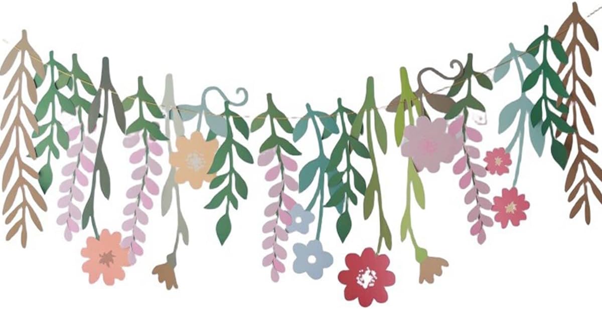 Paper Flower Garland – Rectangular Paper Leaves Banner for Party, Wedding, Baby Shower, and More
