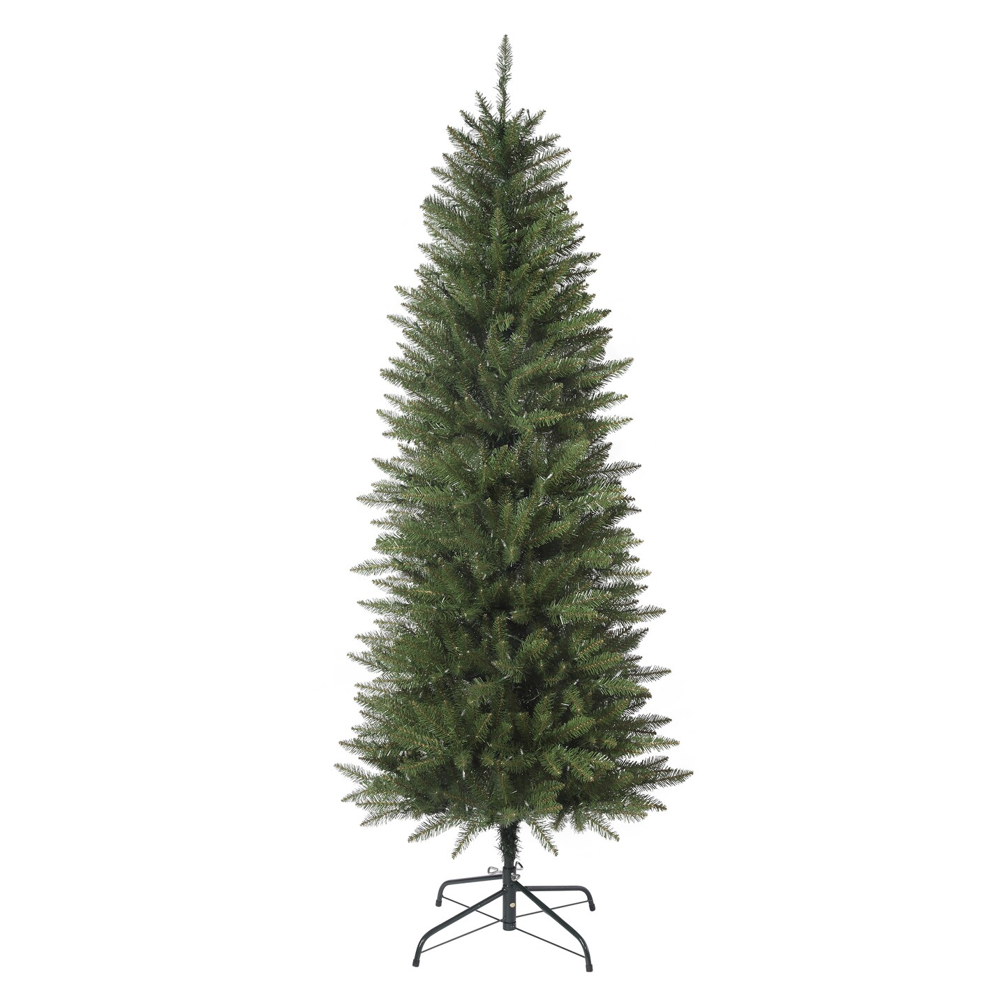 Haute Decor 6.5 Ft. Tall Dumont Slim Christmas Tree with Soft White T5 LED Lights and Foot Pedal Control - Tall & Slim Artificial Christmas Tree