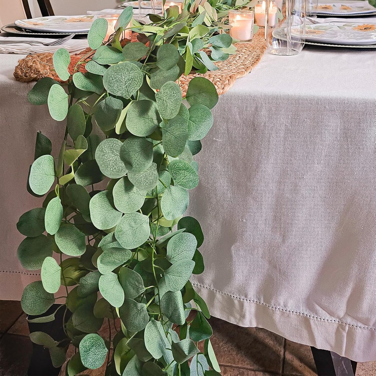 24 Pack Artificial Eucalyptus Garland – 168FT Faux Greenery Vines for Wedding Backdrop, Fireplace, Arch, Door, Wall & Room Decoration