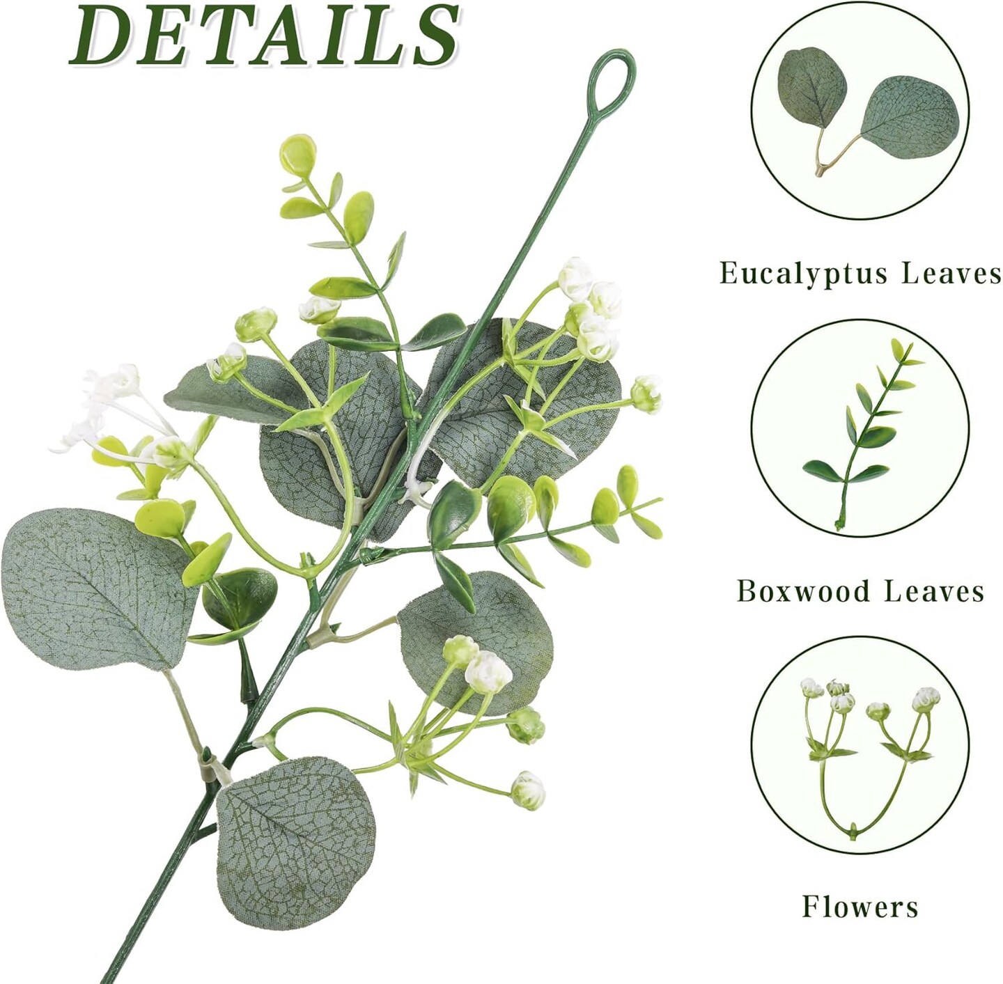 2 Pcs Eucalyptus Garland with White Flowers,5.9FT Artificial Greenery Garland Fake Vines Green Garlands for Wedding Centerpiece Table Party Indoor Outdoor Wall Decor