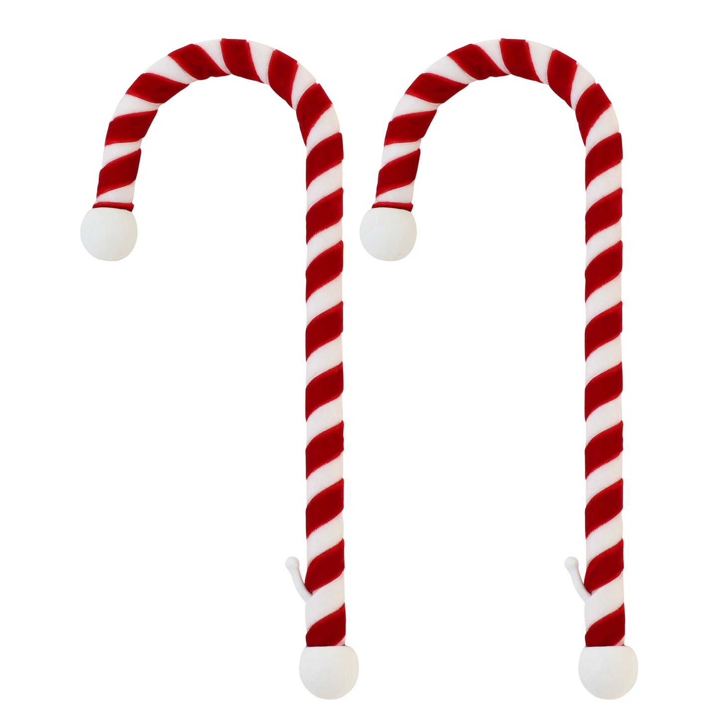 Haute Decor Candy Cane Stocking Holder Holds Up to 10 Lbs (Velvet 2-Pack) - Soft Velvet Material Wrapped Around Strong Steel core, Lightweight Christmas Stocking Hanger