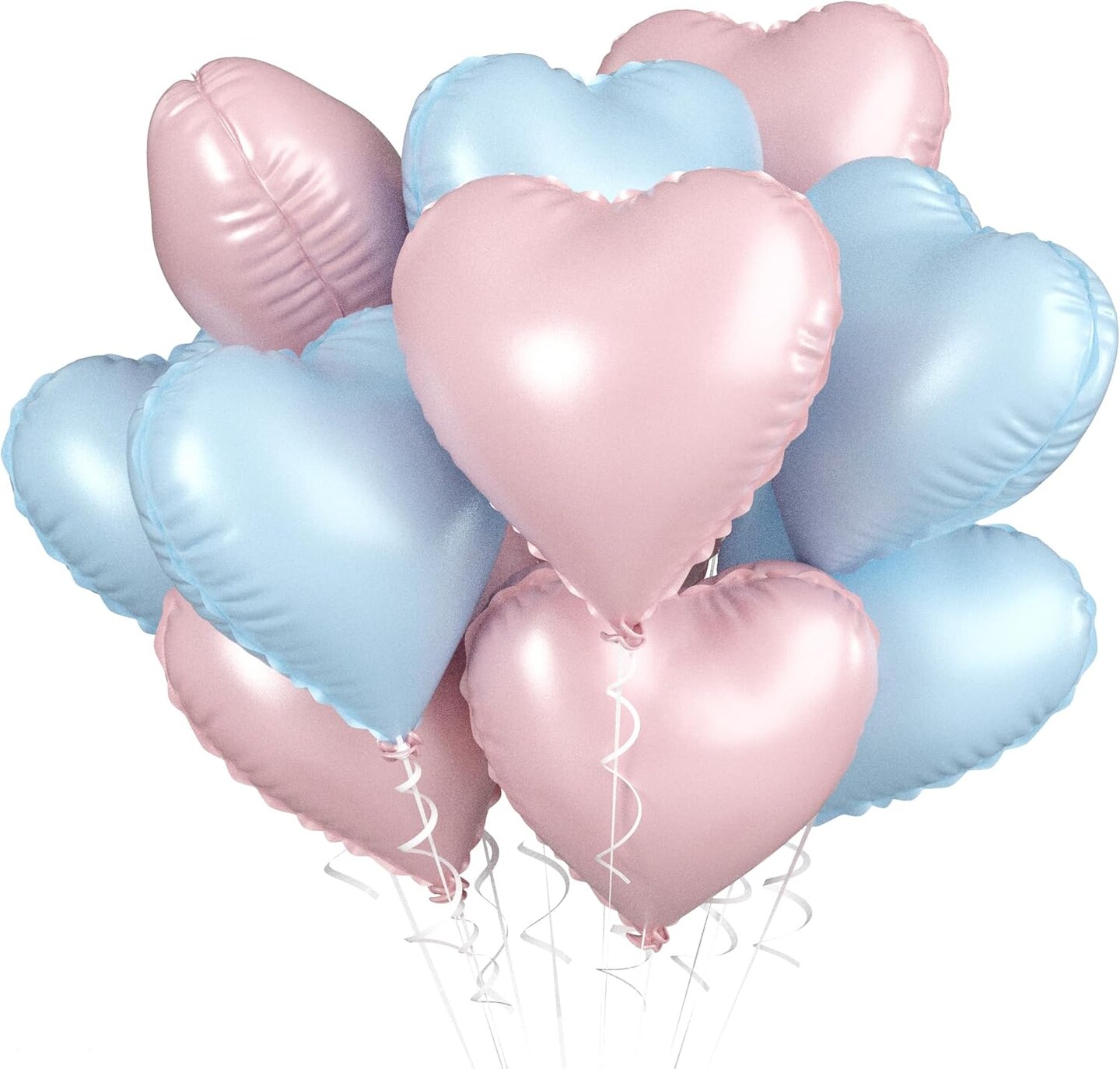 Pastel Blue Pink Heart Balloons - 18 Inch Light Pink and Blue Mylar Balloons for Girls Boys Birthday Baby Shower Gender Reveal Party Decorations