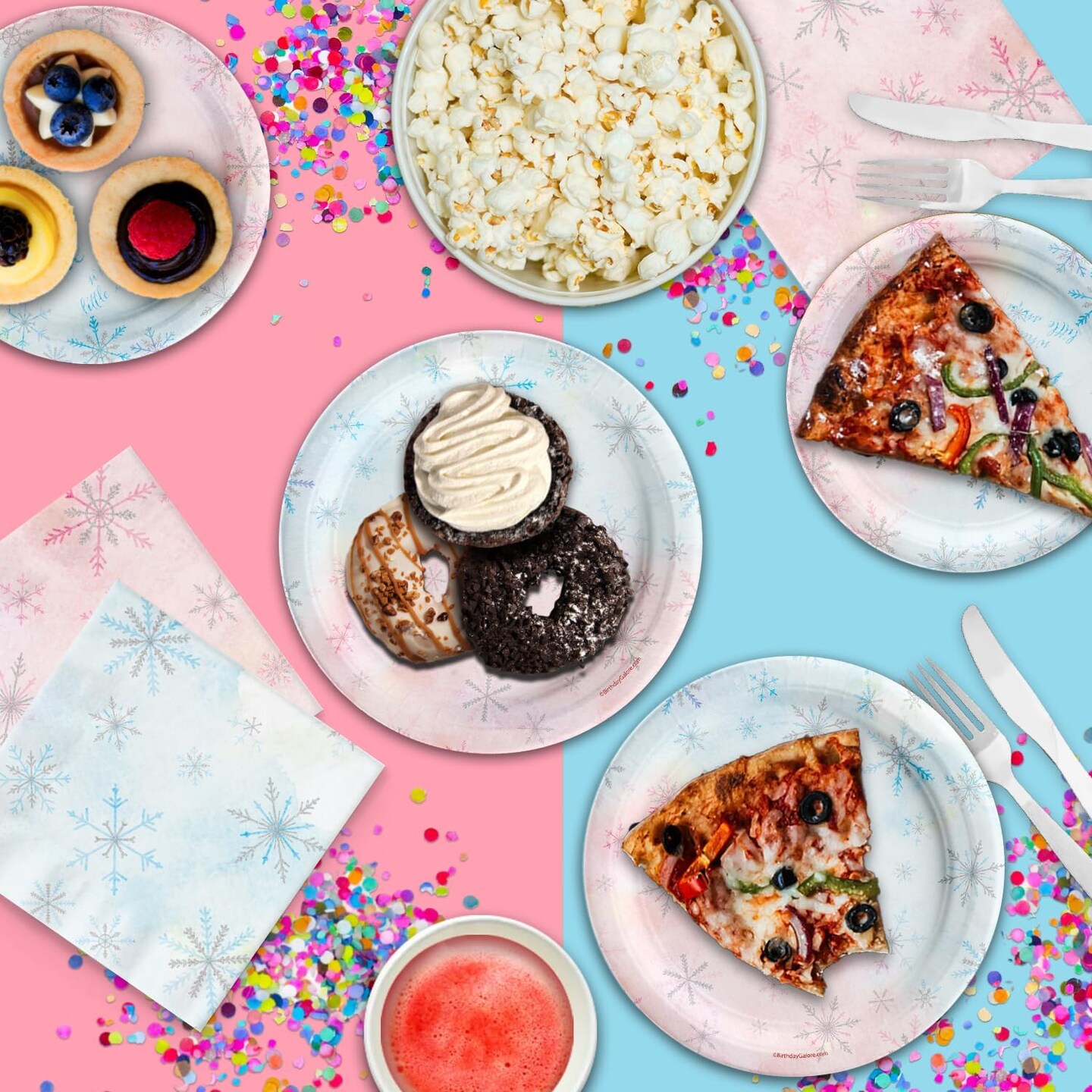 Gender Reveal Party Supplies - Gender Reveal Plates - What Will the Little Snowflake Be? - Baby Shower Tableware Set Includes Plates Napkins | Kit for 24