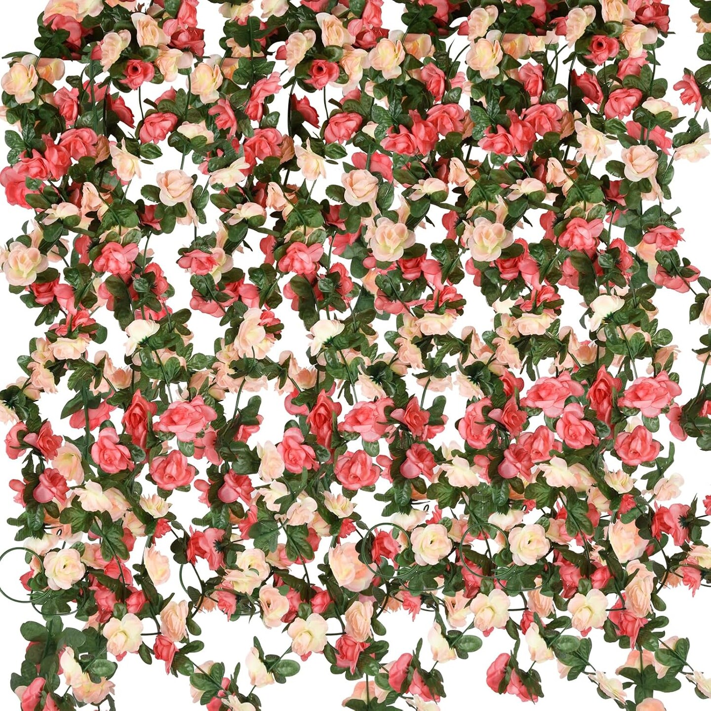 10 Pack Artificial Rose Vine Garland – Fake Hanging Ivy Flowers for Home, Hotel, Office, Wedding, Party & Garden Décor