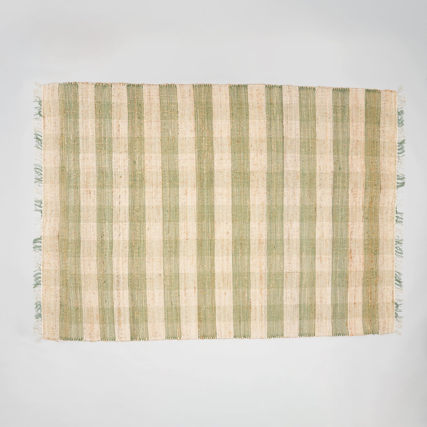 Handwoven Jute &#x26; Cotton Plaid Rug &#x2013; Eco-Friendly, Durable, and Soft (5x7 ft)