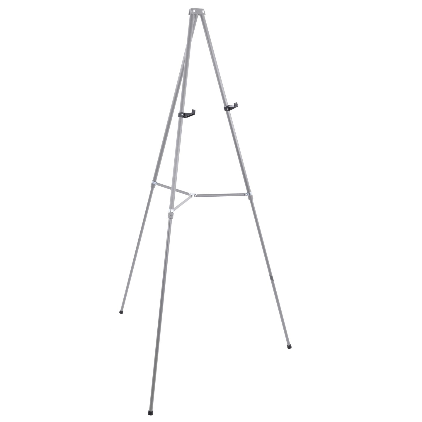 66&#x22; High Gallery Silver Metal Display Easel - Large Adjustable Height Portable Easel Stand, Sign Display, Holds 25 lbs - Floor &#x26; Tabletop Easels, Painting Stand