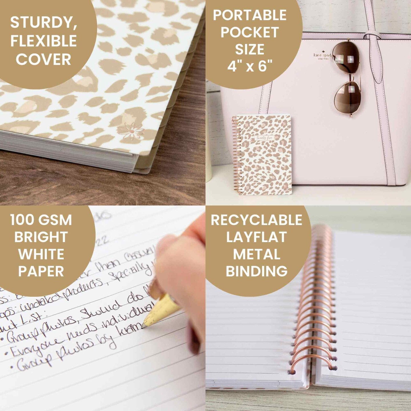 bloom daily planners 2025 Soft Cover Planner, 4&#x22; x 6&#x22;, Tan Leopard