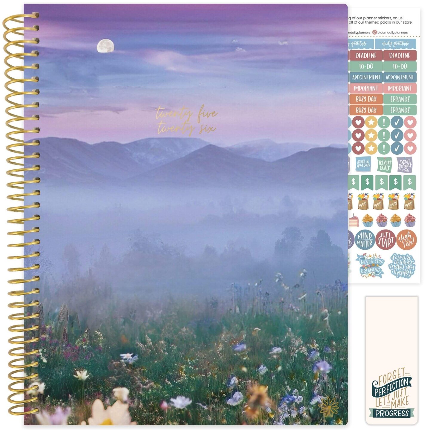 bloom daily planners 2025-26 Academic Planner, Soft Cover, 8.5&#x22; x 11&#x22;, Mystical Mountains