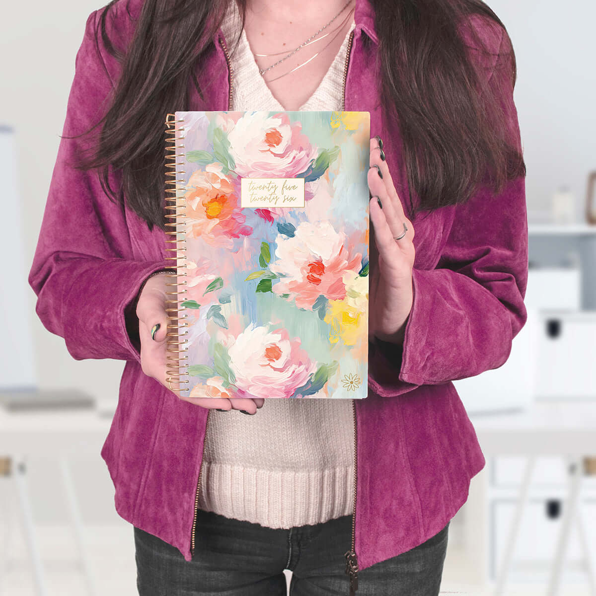 bloom daily planners 2025-26 Academic Planner, Soft Cover, 5.5&#x22; x 8.25&#x22;, Painted Peonies