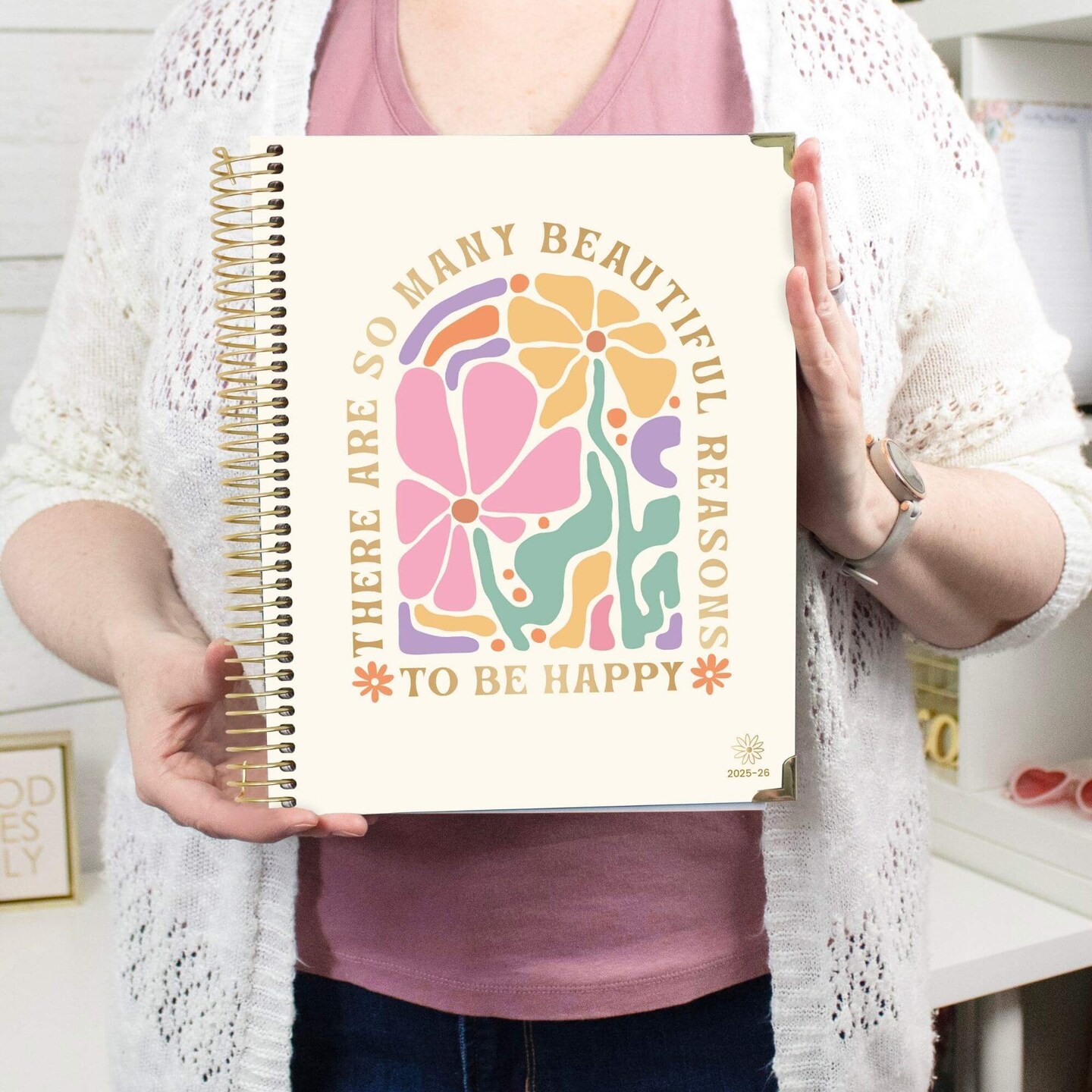 bloom daily planners 2025-26 Academic Planner, Hard Cover, 8.5&#x22; x 11&#x22;, So Many Reasons to Be Happy