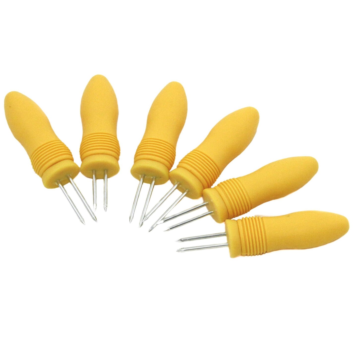 Chef Craft 3 Pair Soft Grip Handle Plastic Jumbo Corn Holders, 6 Piece Corn Cob Skewer Set