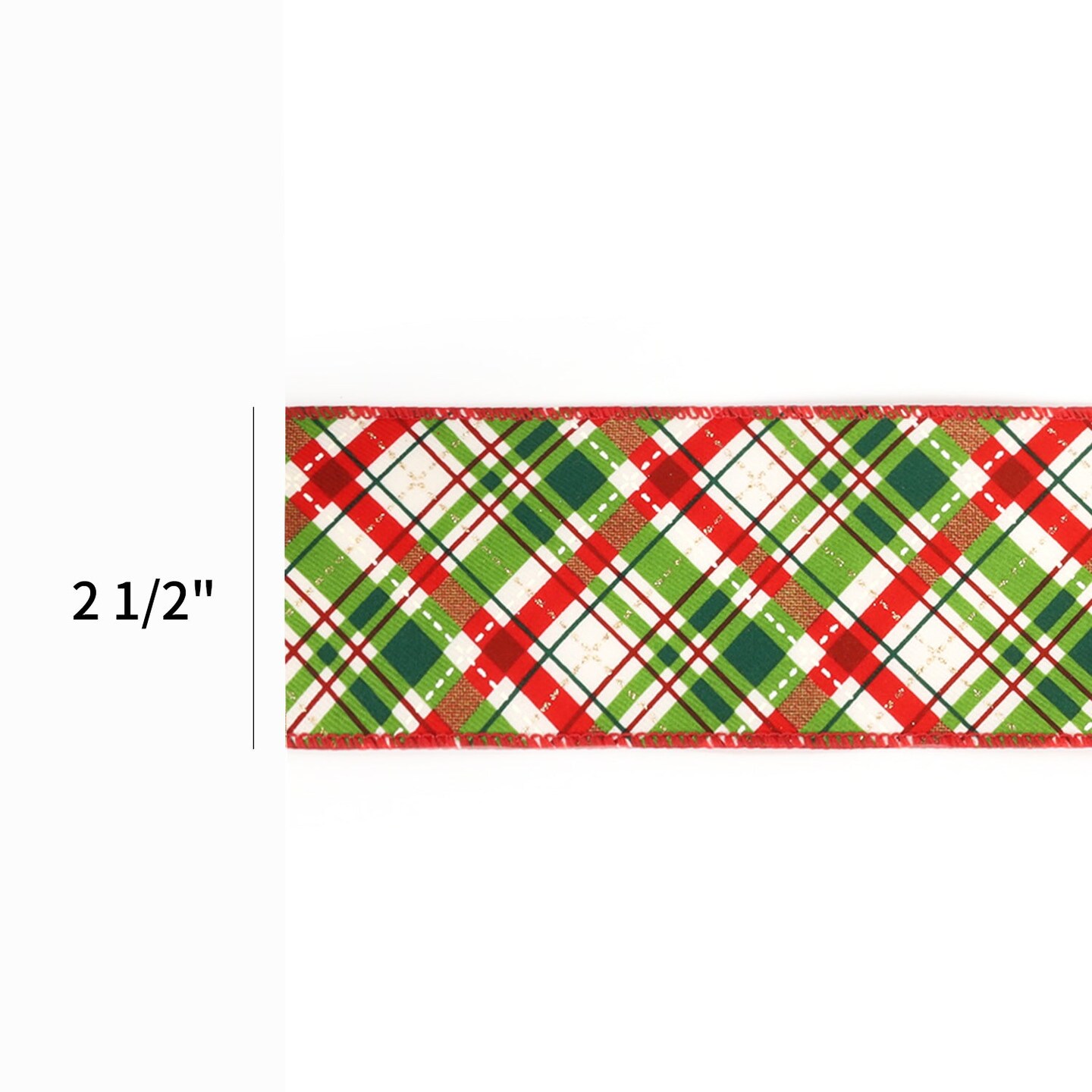 LaRibbons 2 1/2&#x22; Wired Ribbon | &#x22;Holiday Plaid&#x22; White/Red/Green | 10 Yard Roll