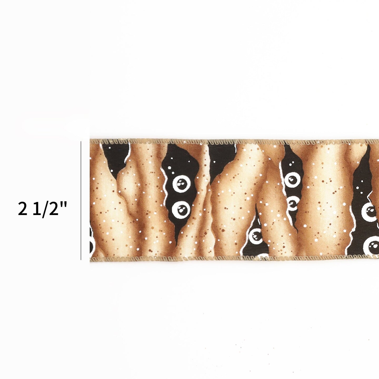 LaRibbons 2 1/2&#x22; Wired Ribbon | &#x22;Mummy&#x22; Brown/Black/White | 10 Yard Roll