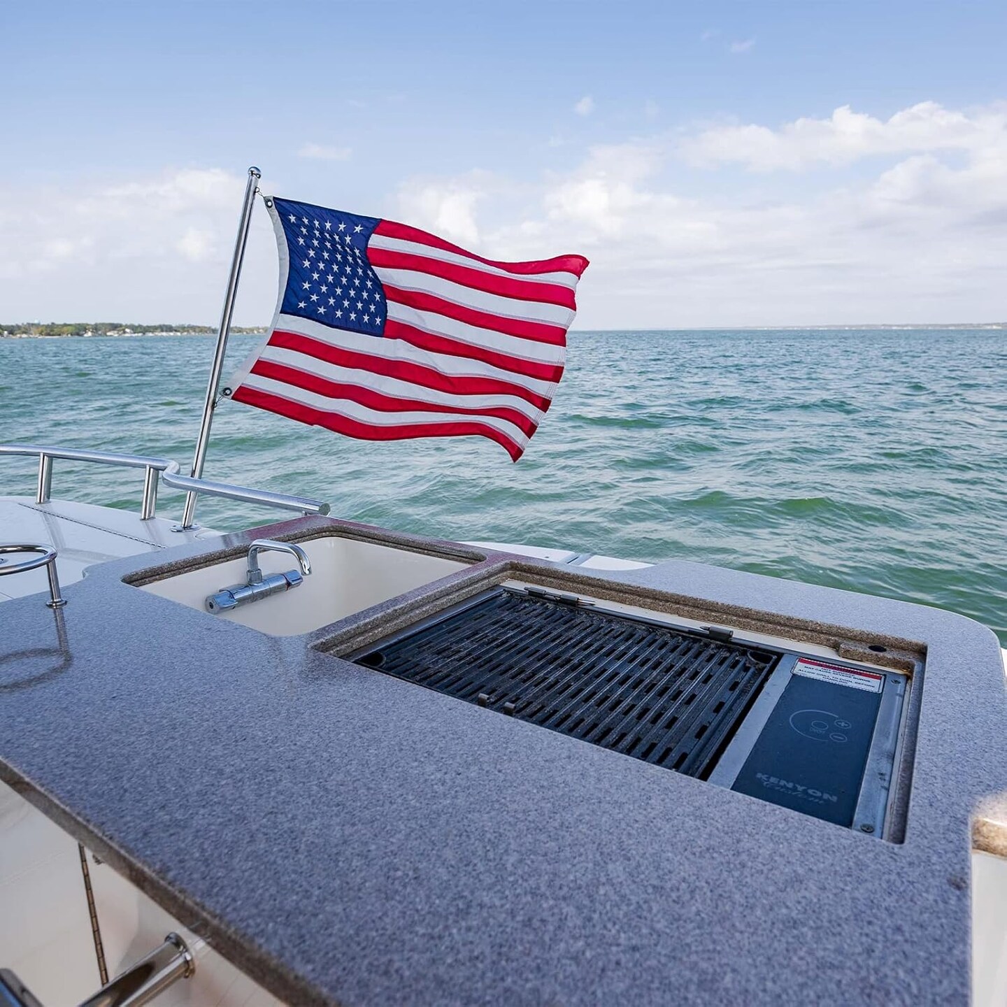 American Boat Flag 16x24 In Outdoor, Embroidered Small US Flags Double Sided Heavy Duty USA United State Flag Banner for Boating Nautical Yacht