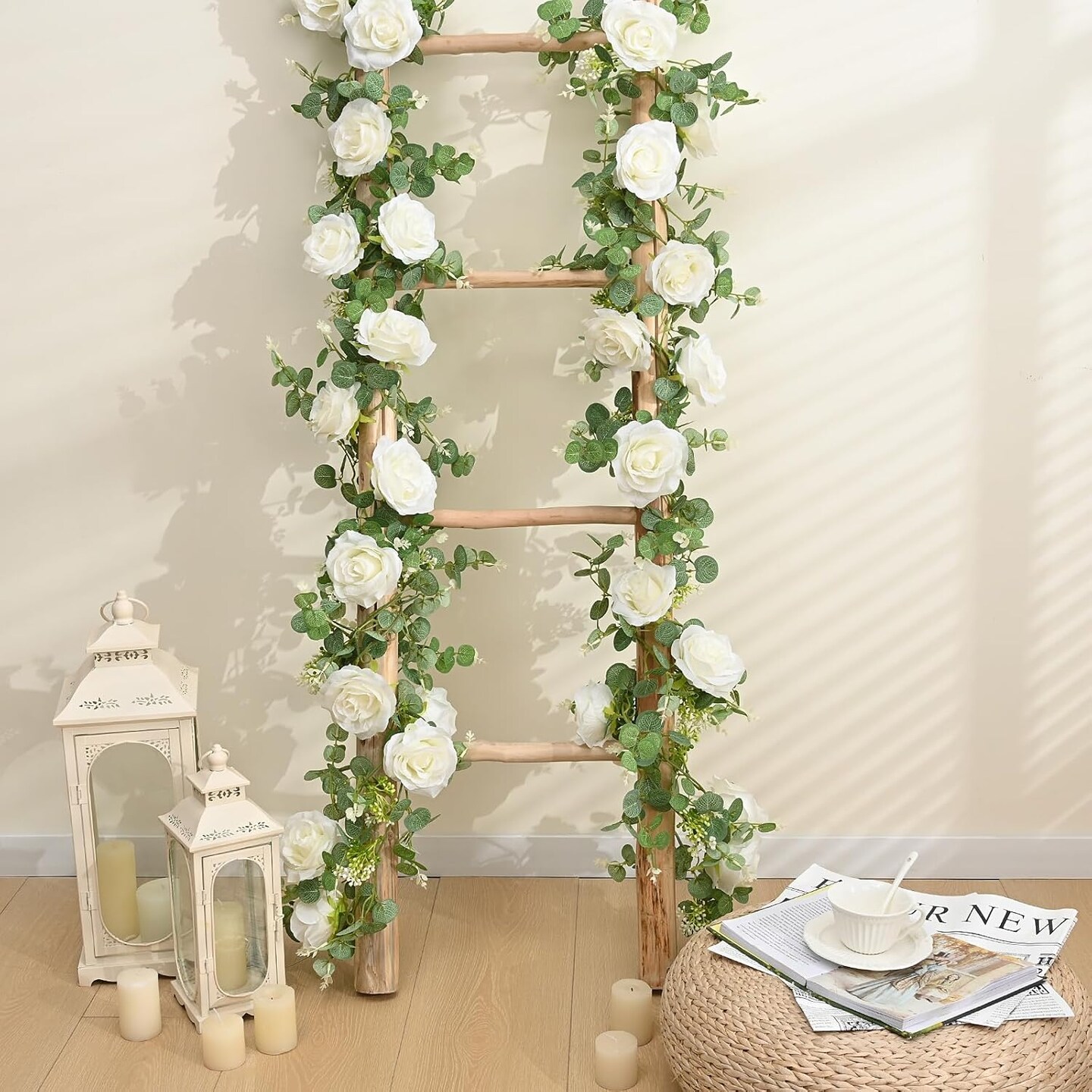 13Ft Artificial Eucalyptus Spring Garlands with Flowers