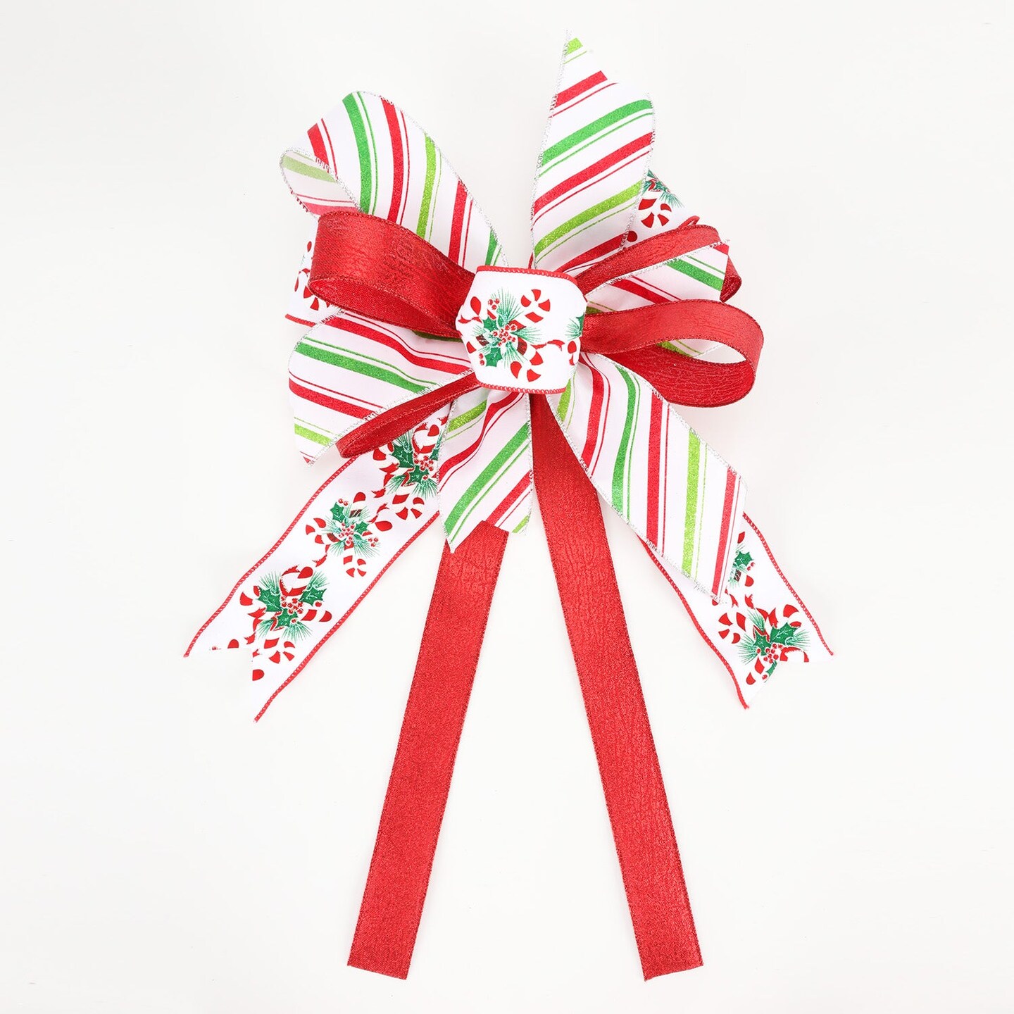 LaRibbons 2 1/2&#x22; Wired Ribbon | &#x22;Candy Cane&#x22; White/Red/Iris | 10 Yard Roll