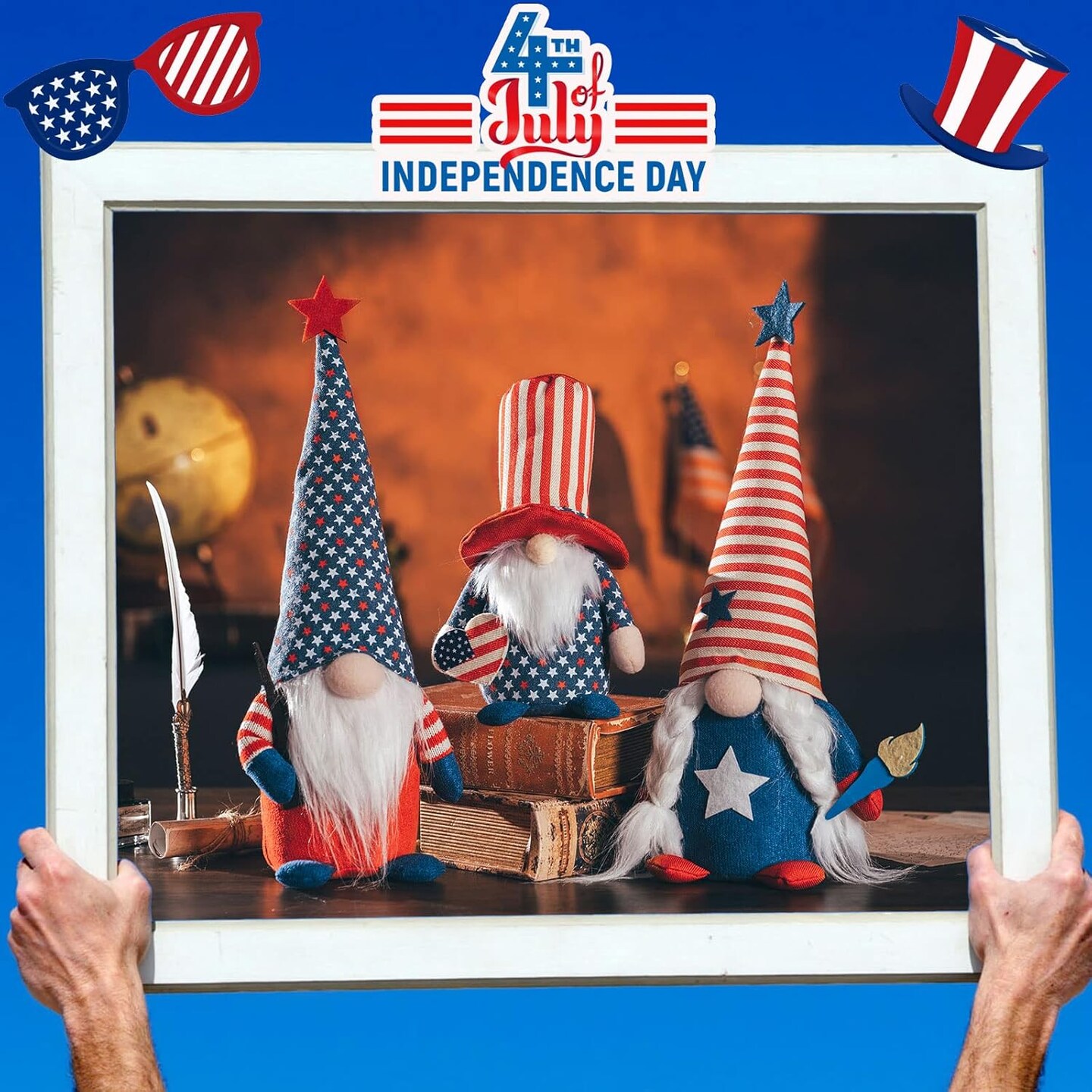 4th of July Patriotic Gnomes Decorations - 3PCS Handmade Gnomes American Stars&#x26;Stripes Plush Elf Scandinavian Tomte Veterans Memorial Day Gift - Fourth of July Independence Day Tabletop Decor