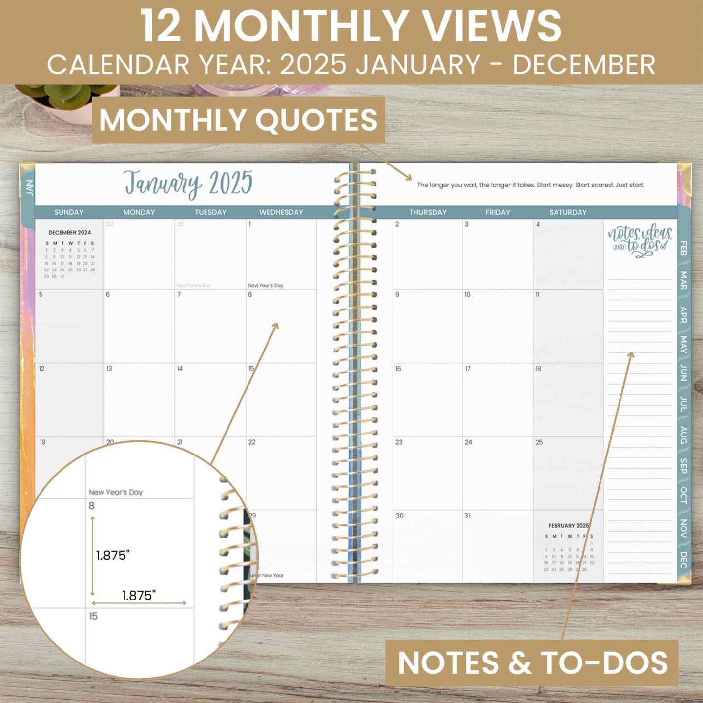 bloom daily planners 2025 Hard Cover Planner, 8.5" x 11", Creating A Life I Love