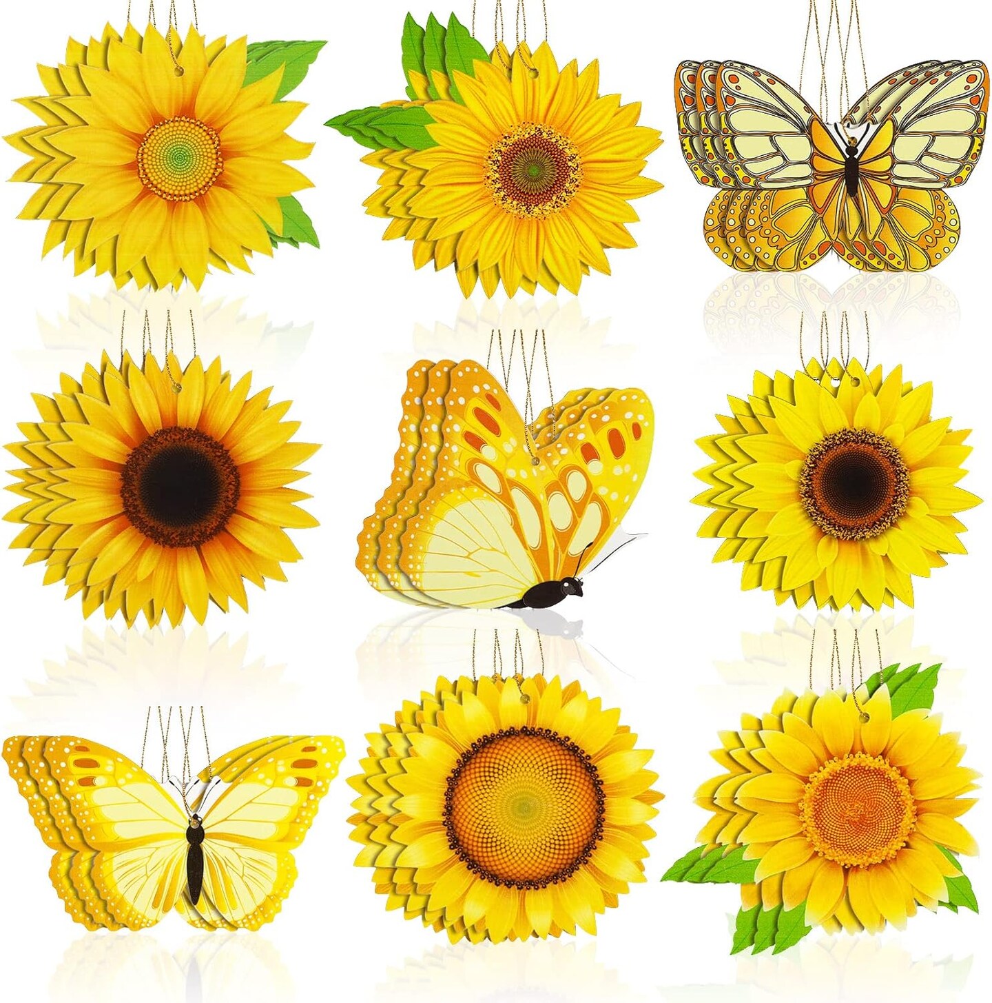 27 Pcs Summer Tree Ornaments Set Wooden Hanging Decoration