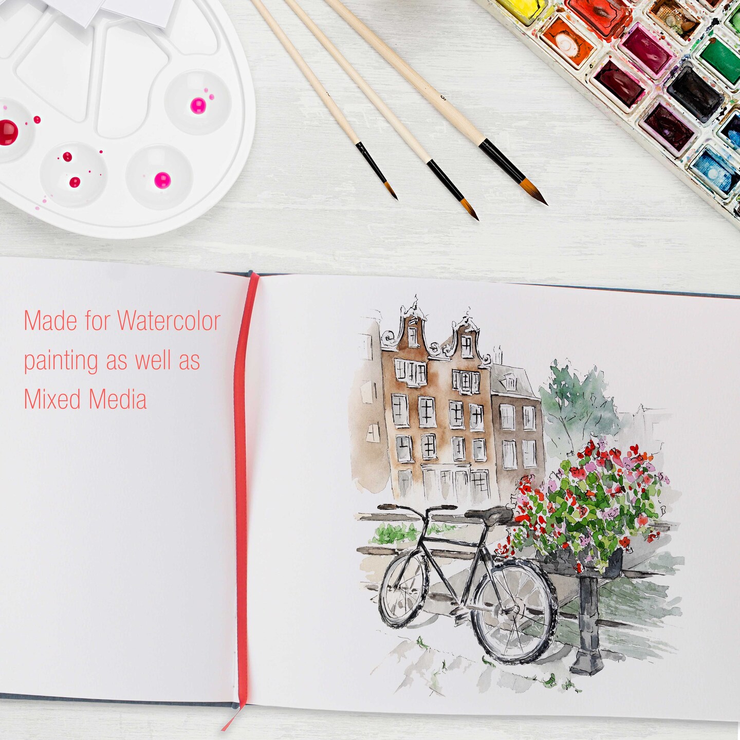 9&#x22; x 12&#x22; Watercolor Book (2 Pack, 76 Sheets Each) - 110lb (230 GSM) Linen-Bound Hardcover Artist Paper Pads - Acid-Free Cold-Pressed Watercolor Paper Pad Mixed Media