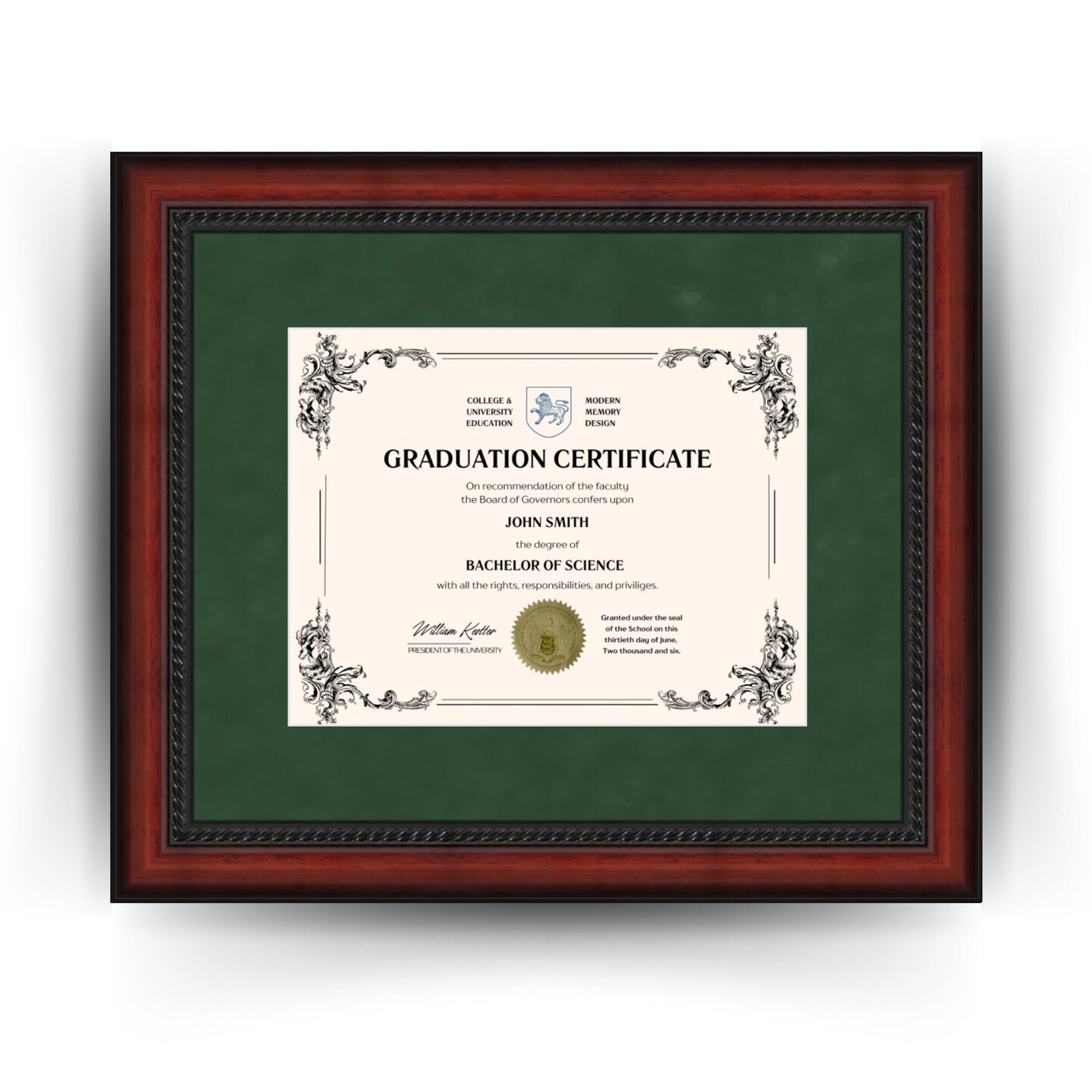 George Mason University 11x14 Diploma Frame for 8.5x11 Certificate Green