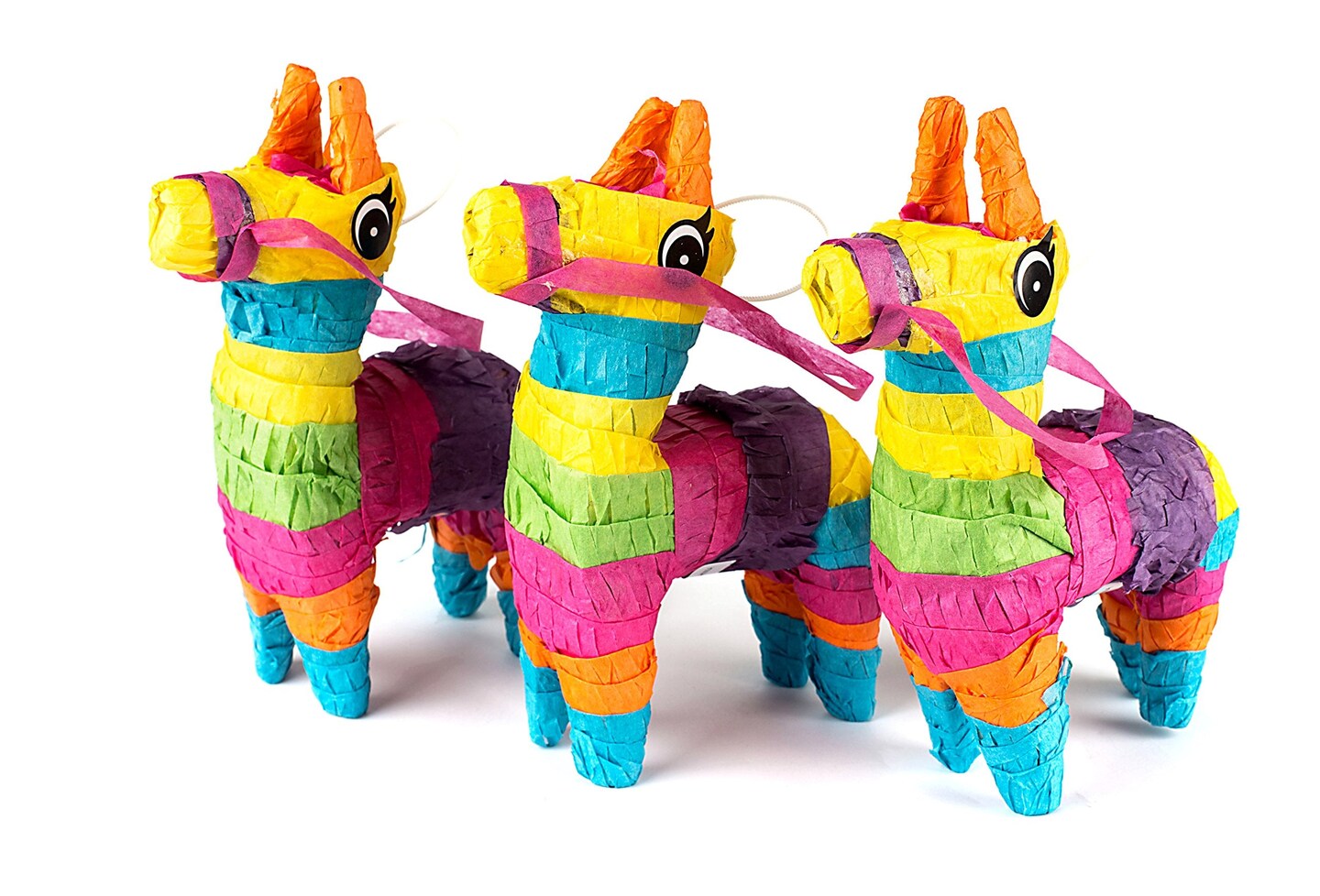 Set of 3 Mini Donkey Pinatas 4&#x22;x7&#x22; inches, Fiesta Party Decorations, Cinco de Mayo Pinata, Party Favors, Party Supplies and Centerpieces, Fiesta Decorations
