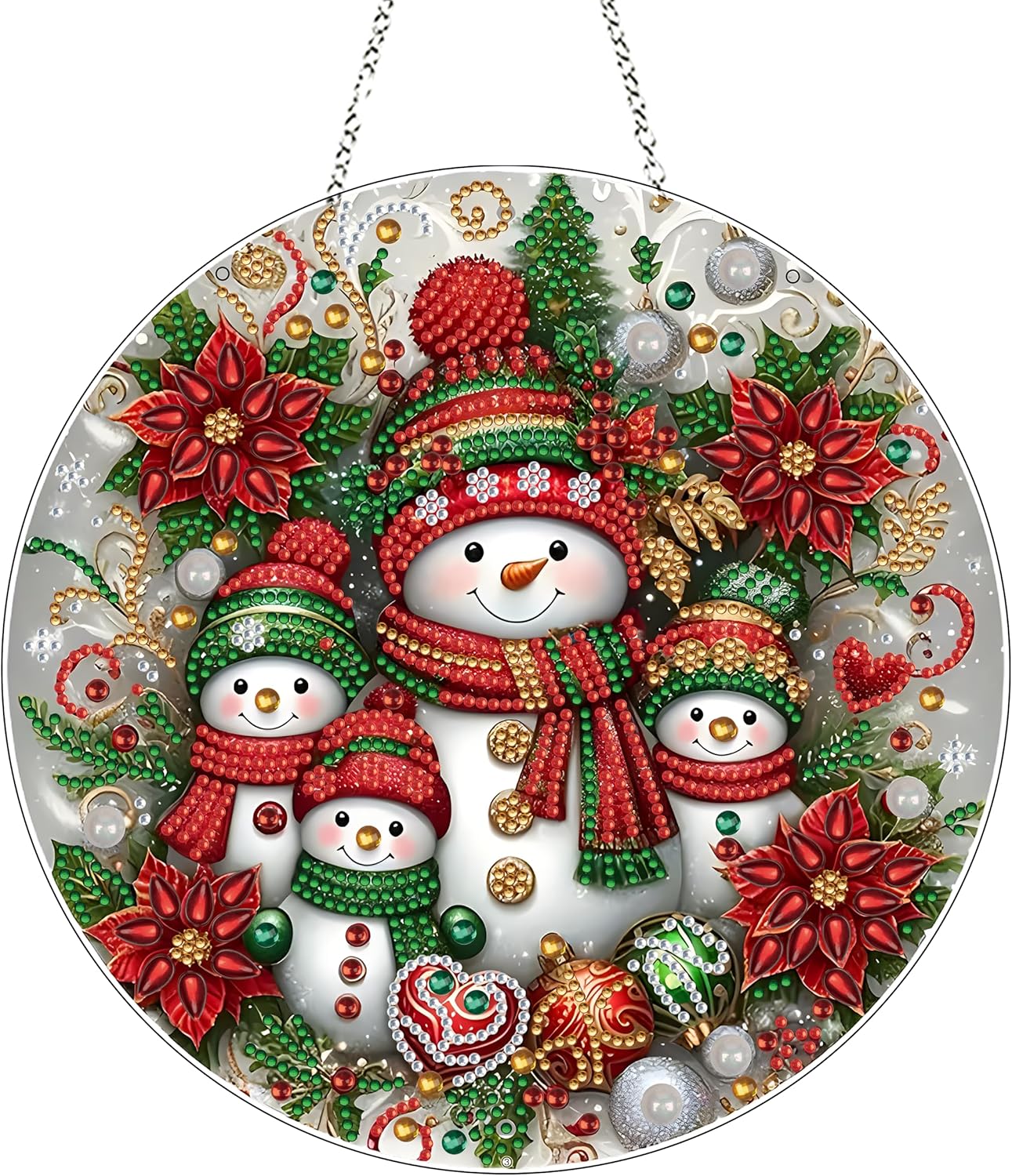 DIY Christmas Diamond Art Wreath Kit – Special Shaped Rhinestone Hanging Ornament, Double-Sided Snowman Design for Home, Garden, Wall & Gift Décor