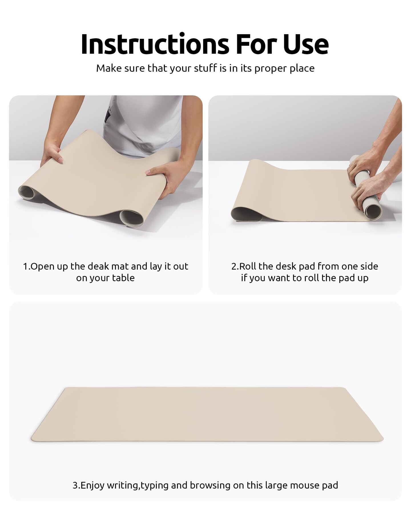 Leather Desk Pad Protector, Office Desk Mat, Large Mouse Pad, Non-Slip PU Leather Desk Blotter, Waterproof Laptop Desk Writing Pad for Office and Home (23.6&#x22; x 13.8&#x22;, Eggshell)