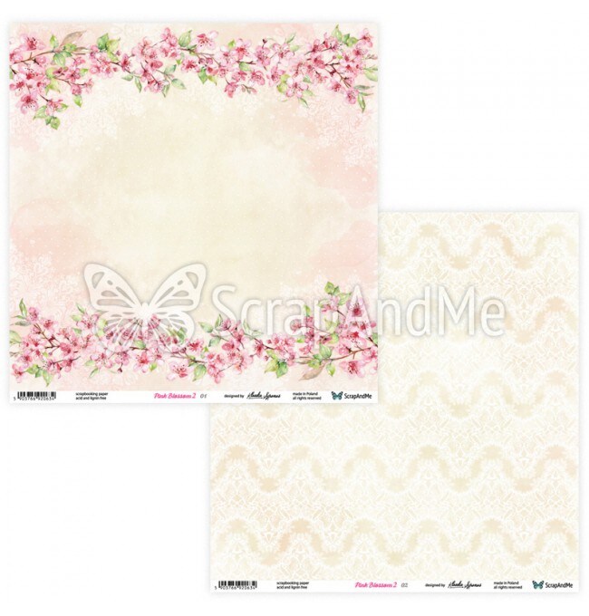 12x12 Scrapbook Paper Pack | Pink Blossom 2 | 5 Sheets | ScrapAndMe