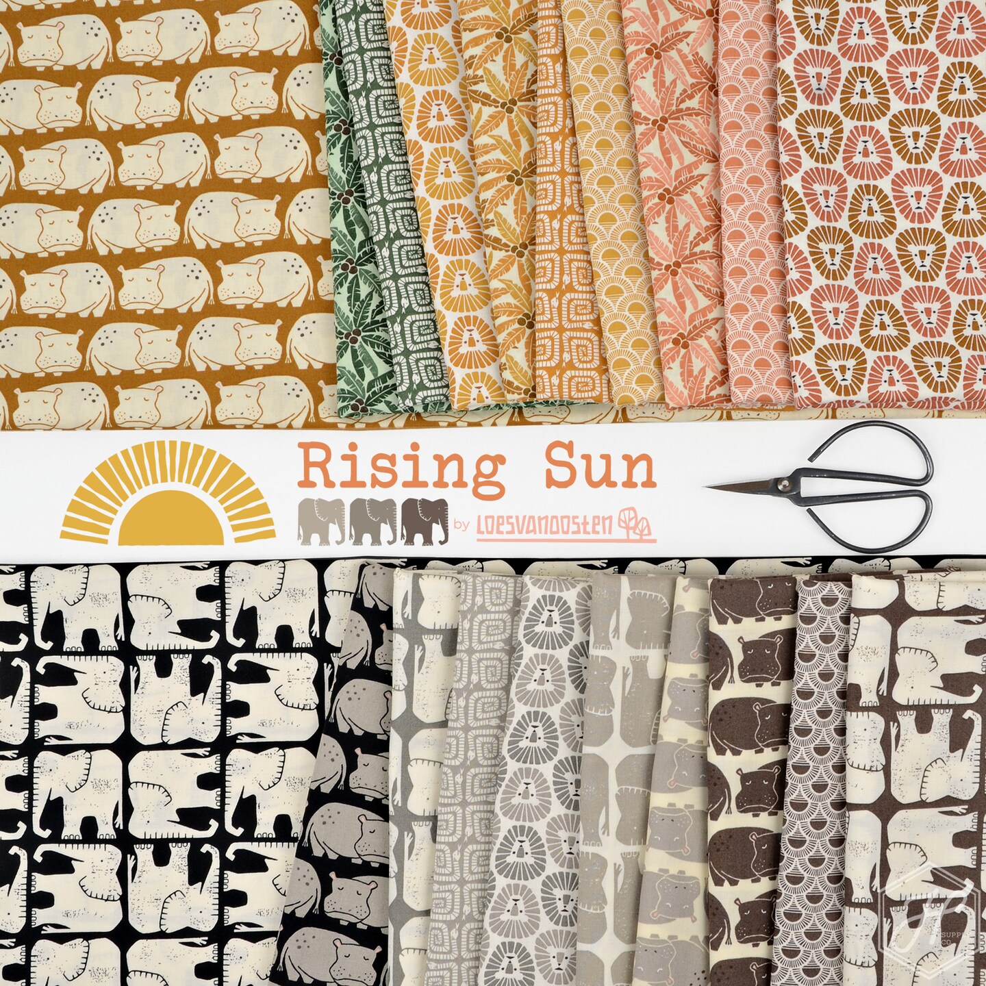 Palm Tree Canvas in Leafy Green Unbleached (lv902-lg4uc) | Rising Sun | Loes van Oosten | Cotton+Steel