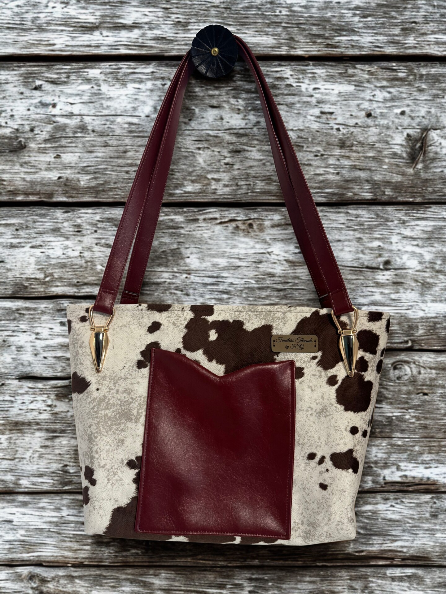 Cow Print and Red Vegan Leather Statement Purse | MakerPlace by