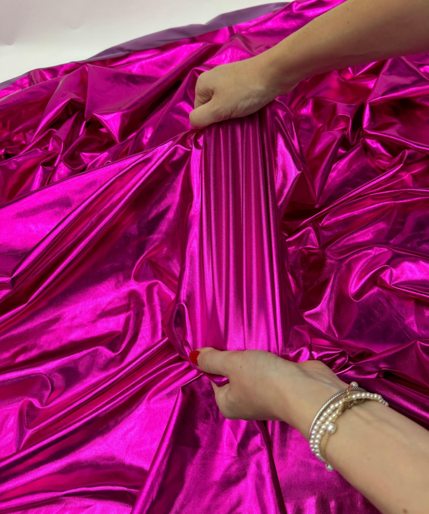 Fuchsia Metallic Gold Foil Lamé Spandex Fabric by the Yard, 60" Wide 4-Way Stretch
