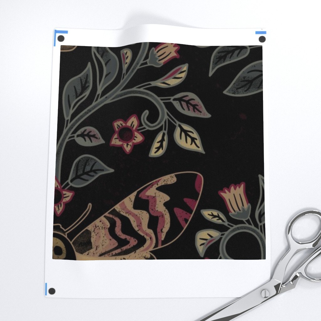 Death Head Moth Gothic Belladonna Skull Black Green Large Scale Custom Printed Fabric by Spoonflower Various Fabrics by the Yard or Fat Quarter 15565440