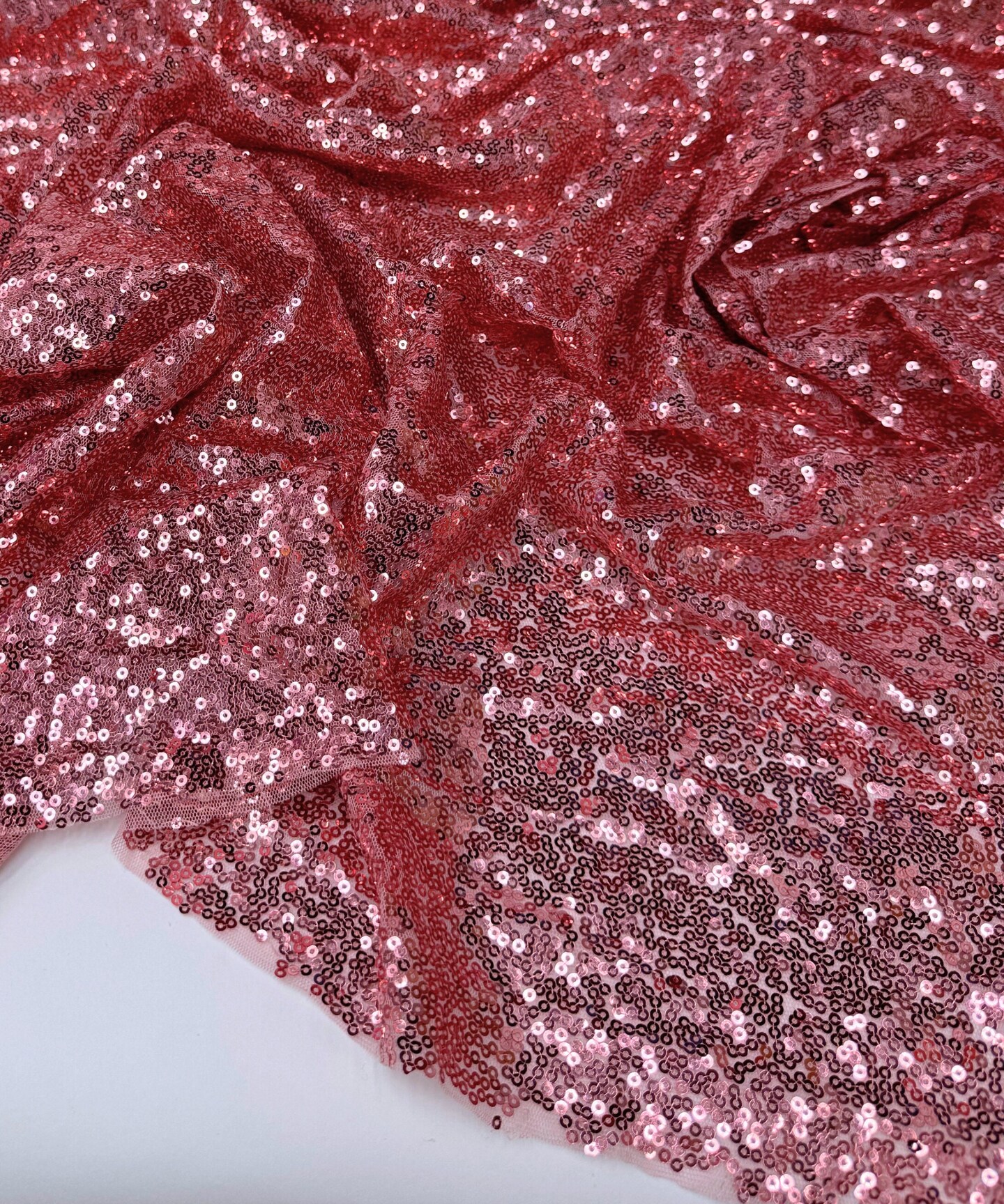 Dusty Rose Glitz Iridescent Sequin Mesh fabric, 2 Way Stretch