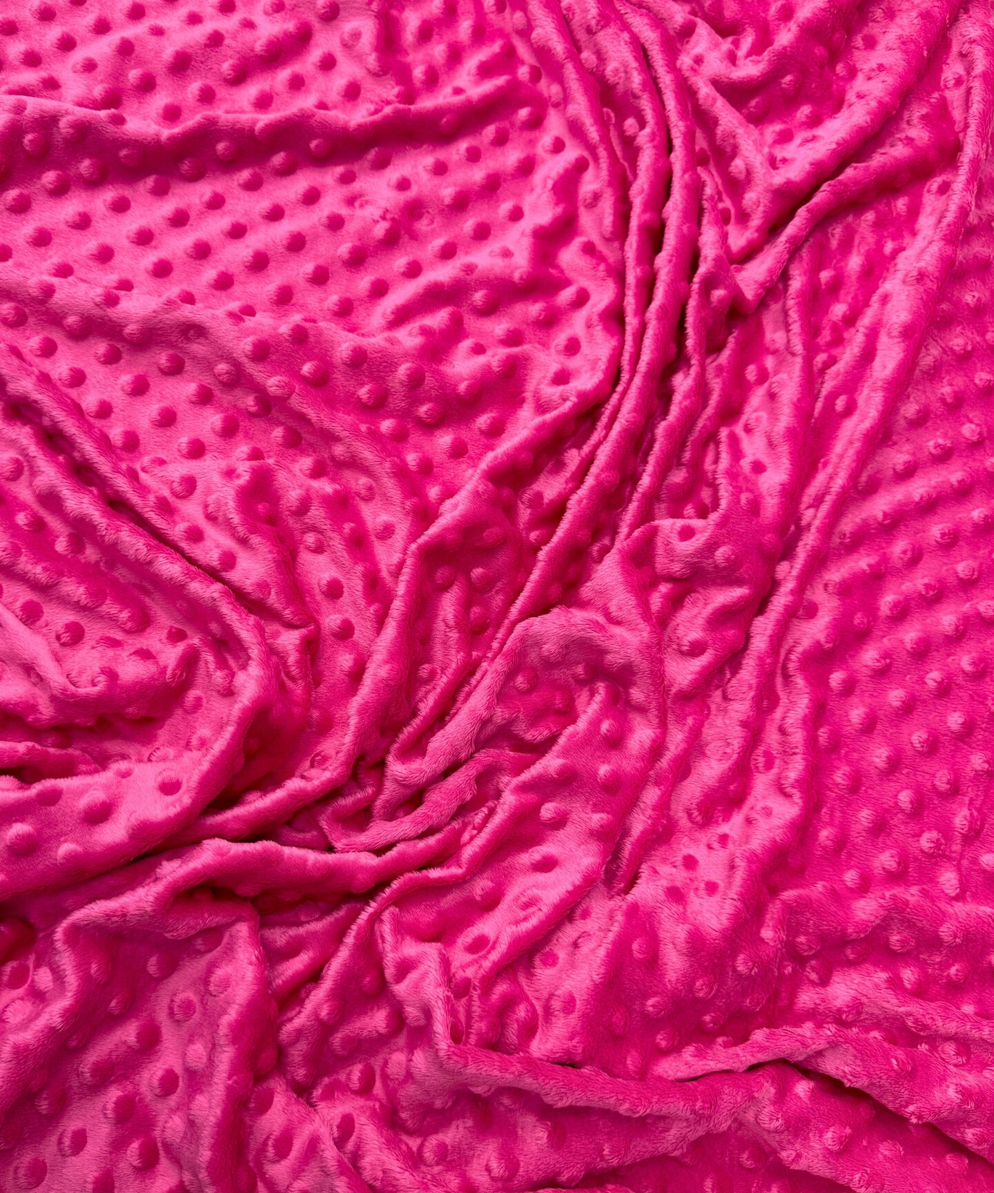 Hot Pink Minky Dot Fabric by the Yard, 60" Wide Ultra-Soft Plush Minky Fabric for Baby Blankets, Nursery Decor, Plush Toys & Sewing