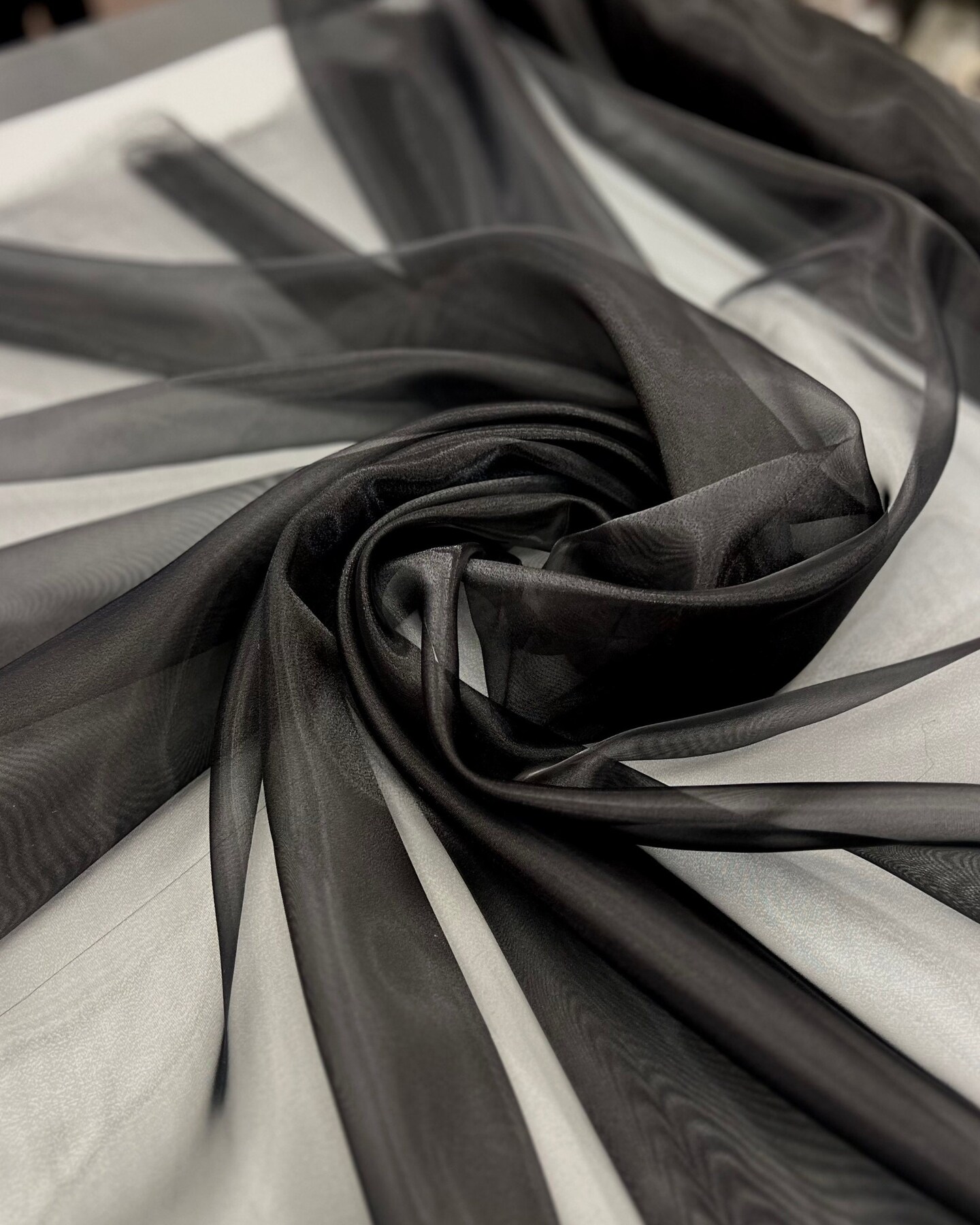 Black Crystal Organza Fabric by the Yard, 60" Wide Sheer Lightweight Organza for Wedding Dresses, Event Decor, Curtains & Sewing